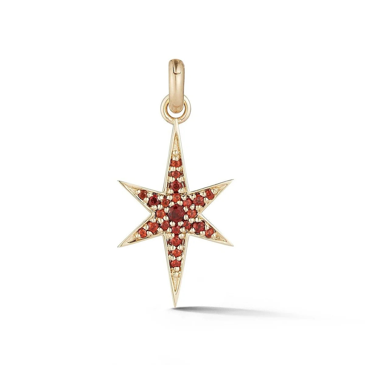 Garnet Stella Star Charm in Yellow Gold