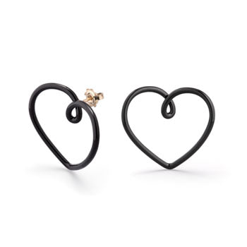 Black Enamel Big Love Earrings