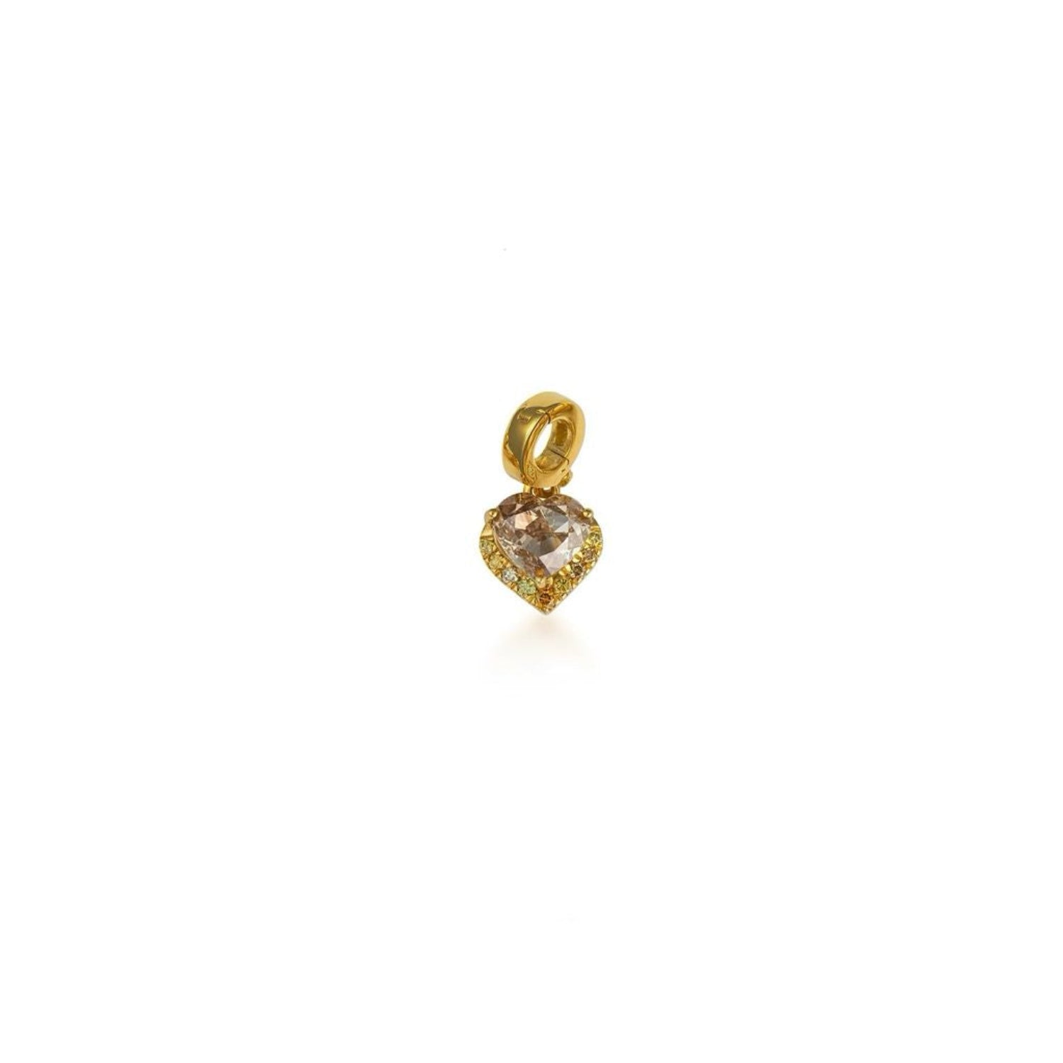 Fancy Color Brown & Orange Diamond Half Halo Heart Charm