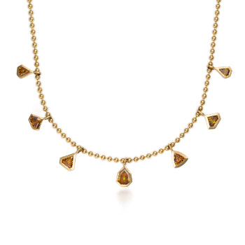 Multicolor Mixed Shaped Diamond Rani Necklace in Yellow Gold