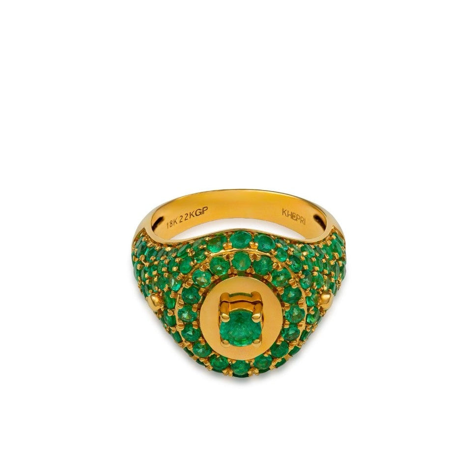 Emerald Signet Ring in Yellow Gold