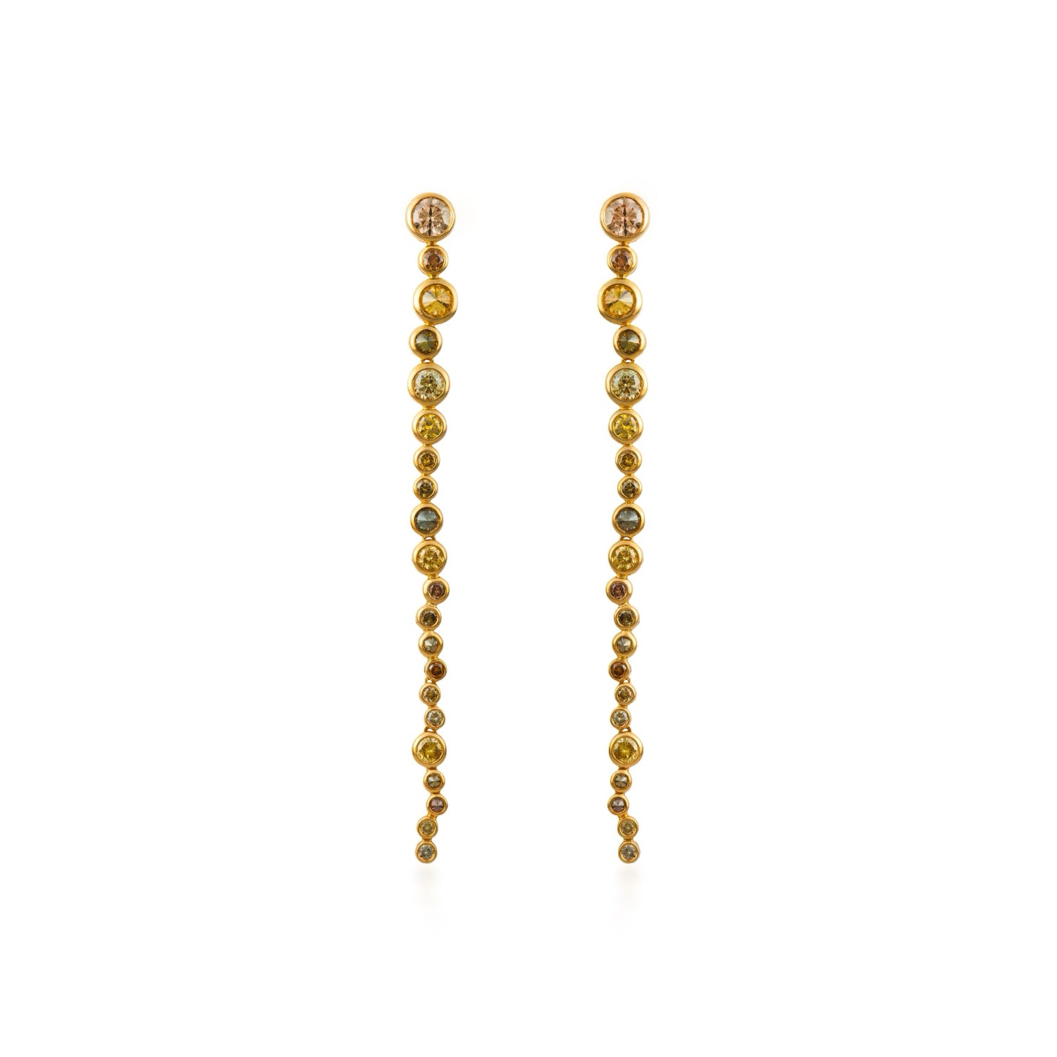 Large Linear Reversed Bezel Set Diamond Earrings