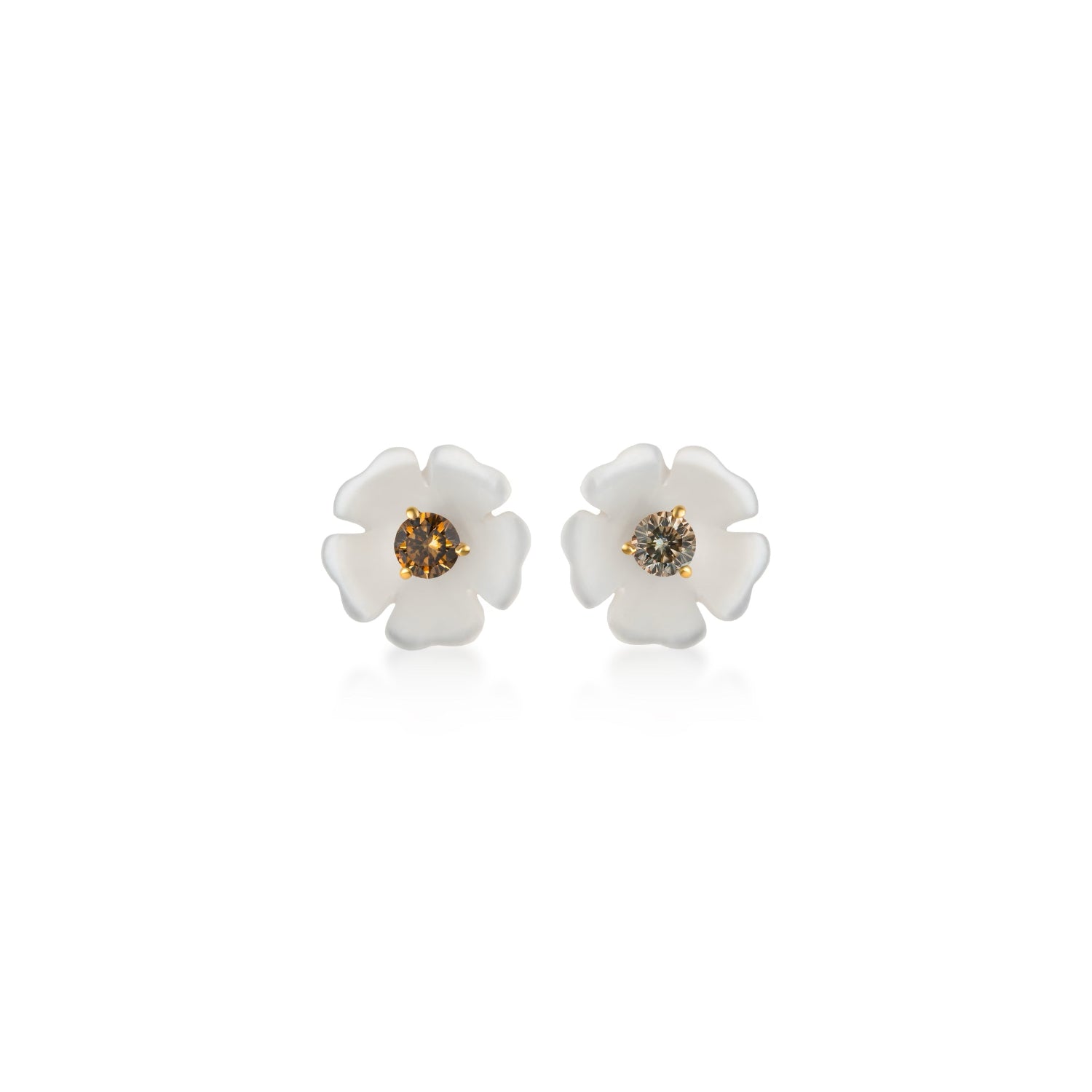 Pearl & Multicolored Diamond Daisy Studs
