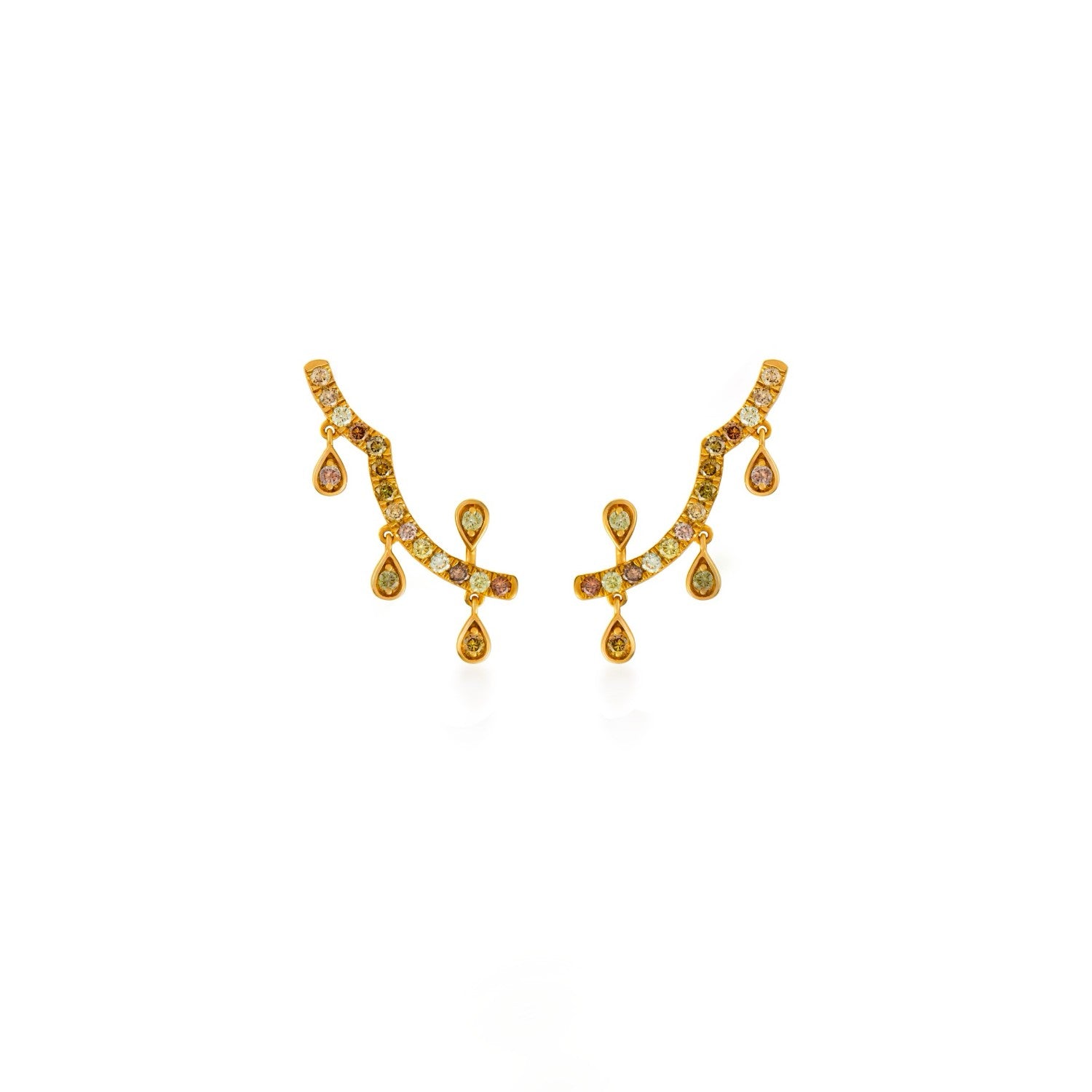 Fancy Color Pavé Dancing Drop Diamond Ear Climbers Earrings