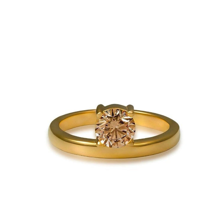 Fancy Colored Diamond Floating Ring in Yellow Gold