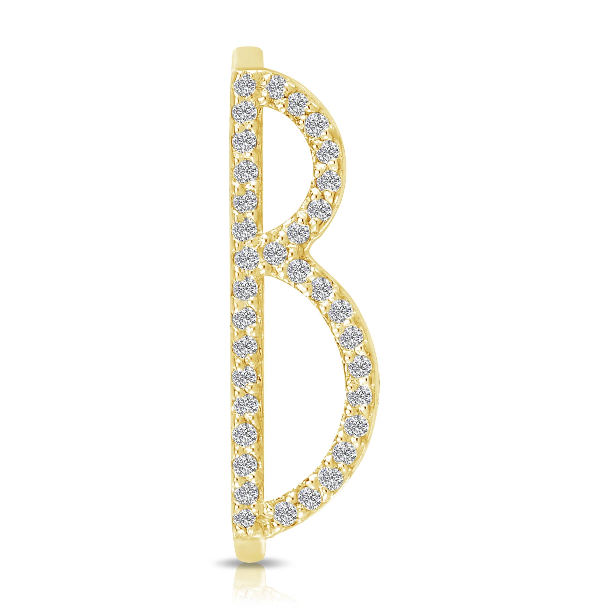 Pavè White Diamond Letter Ring in Yellow Gold
