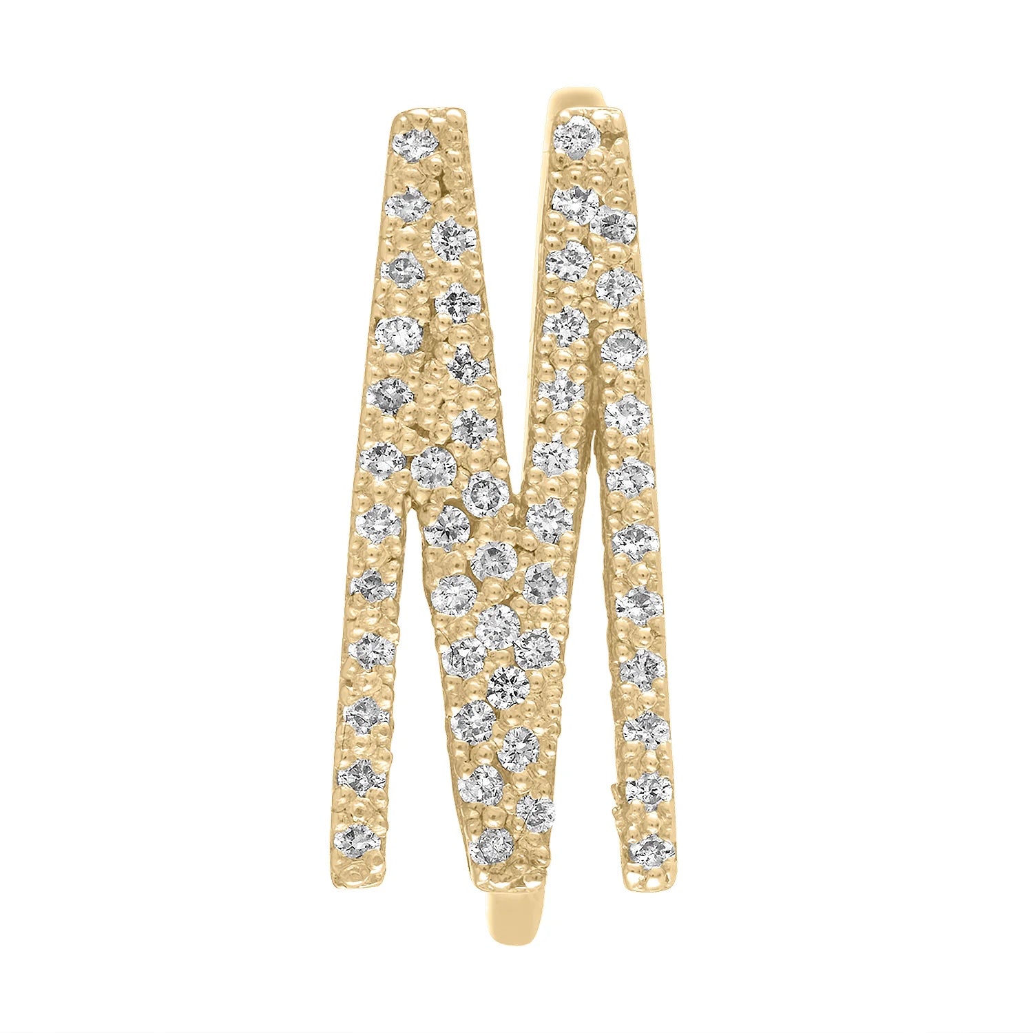 Pavè White Diamond Letter Ring in Yellow Gold