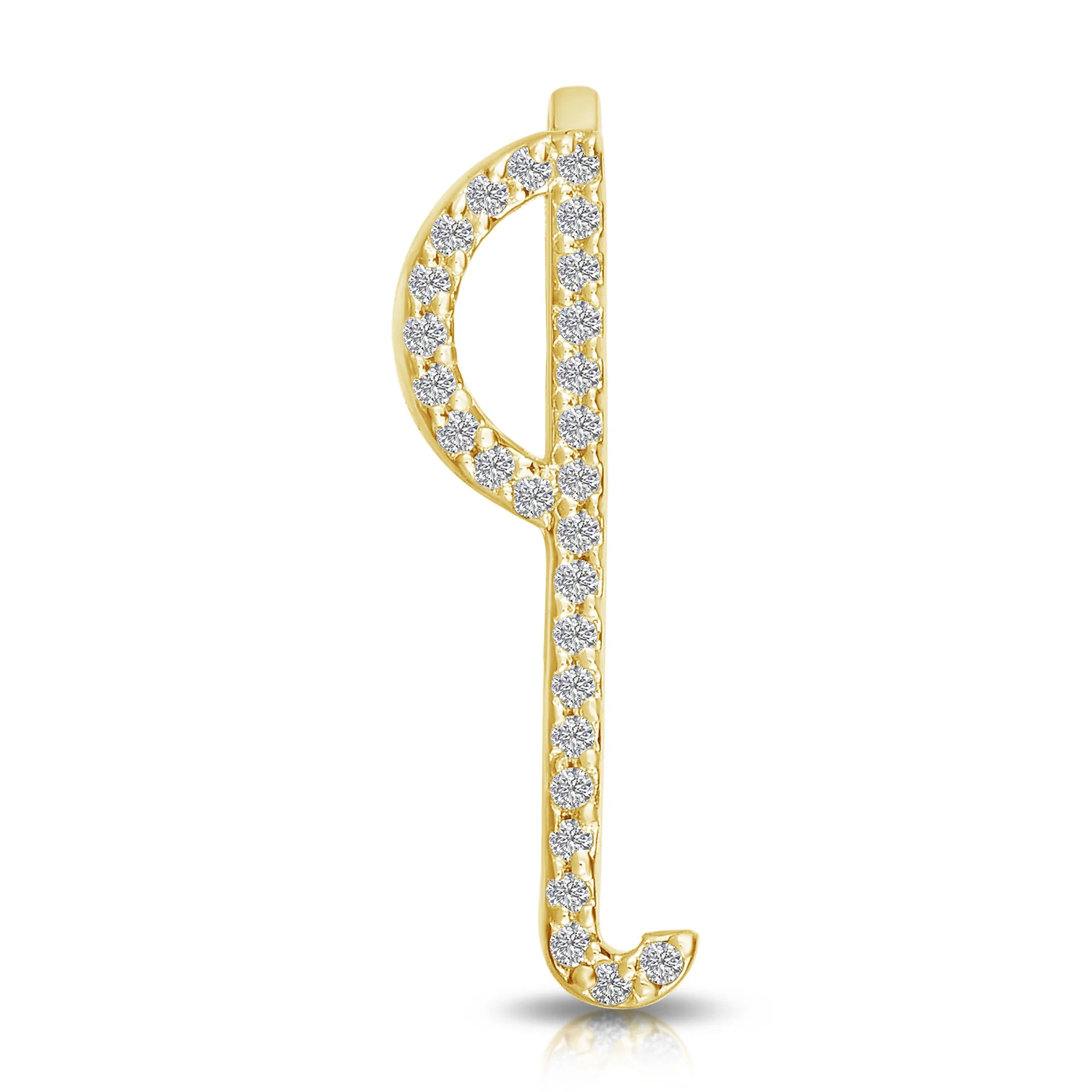 Pavè White Diamond Letter Ring in Yellow Gold