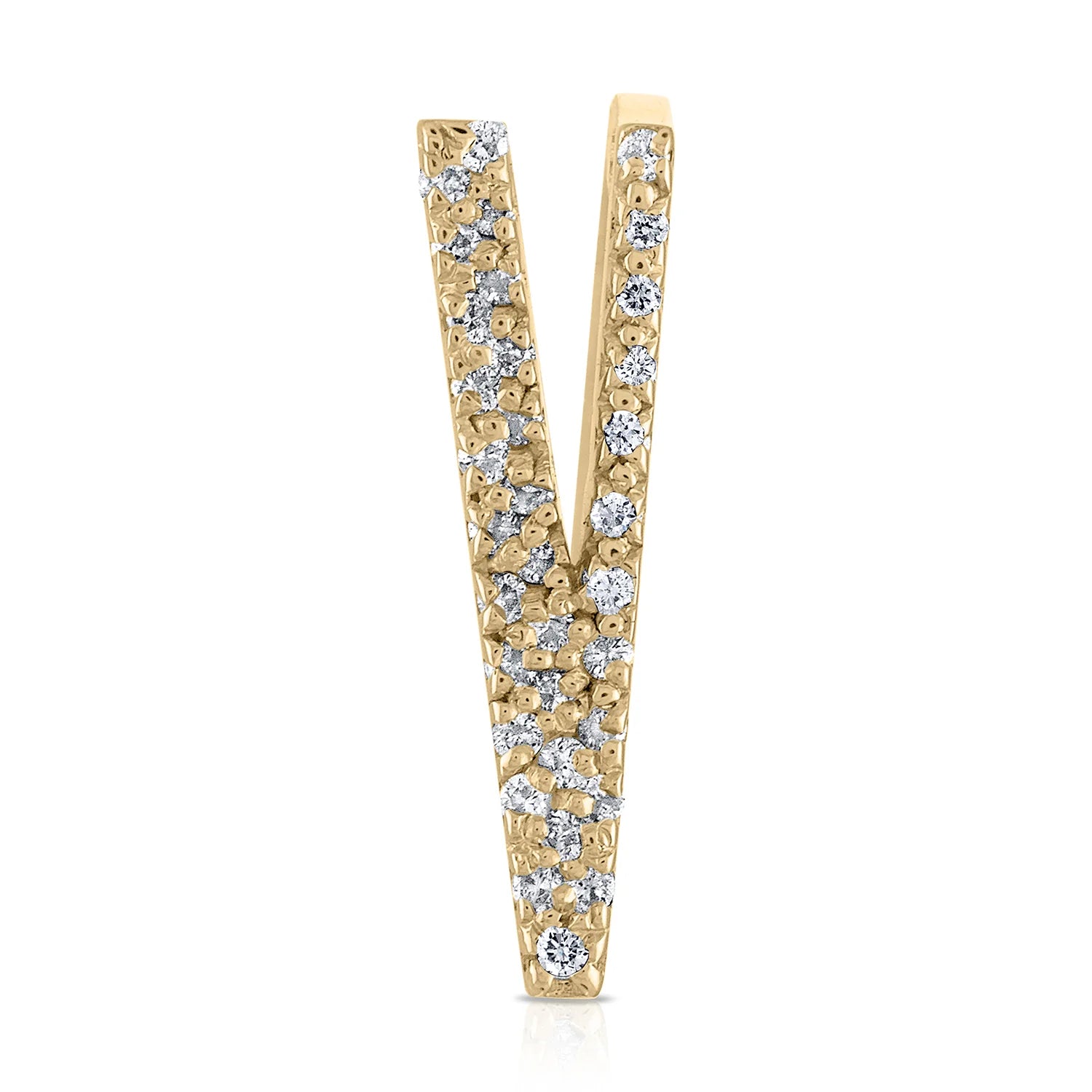 Pavè White Diamond Letter Ring in Yellow Gold