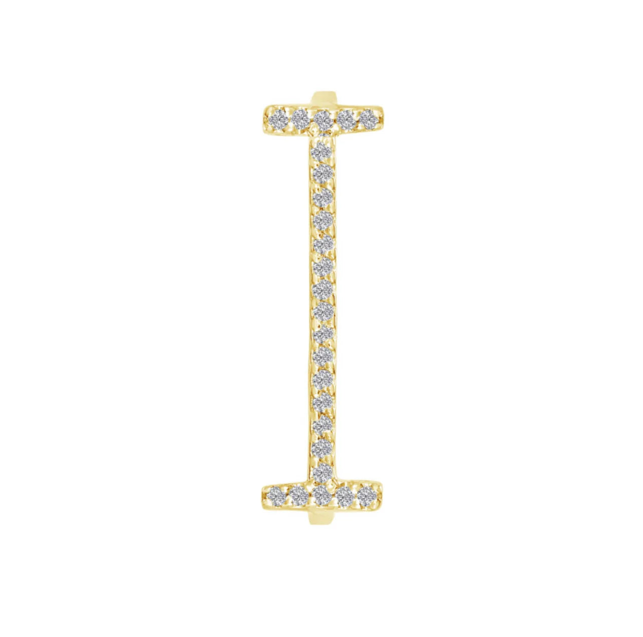 Pavè White Diamond Letter Ring in Yellow Gold