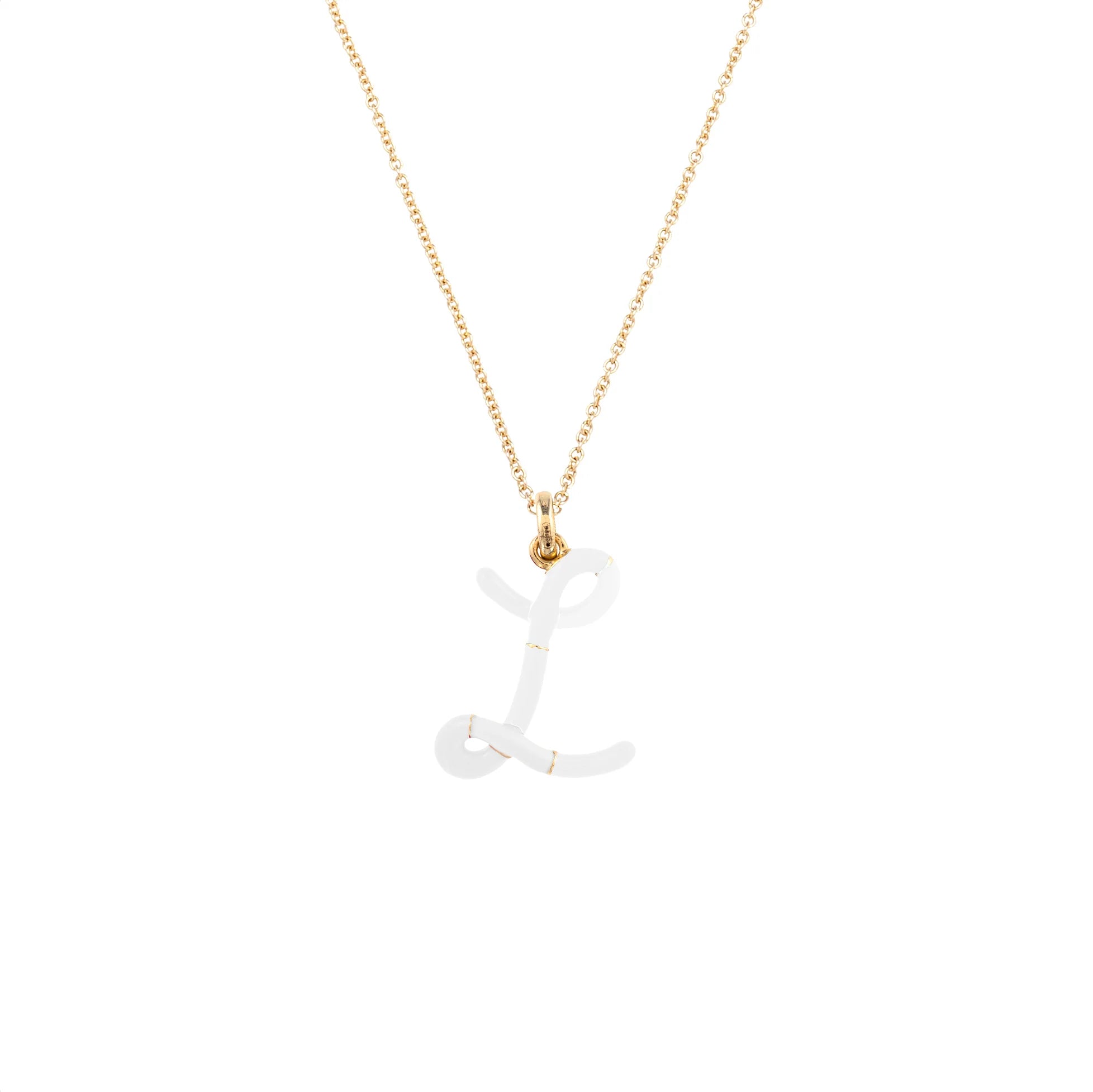 'L' Initial Alphabet Necklace in Yellow Gold