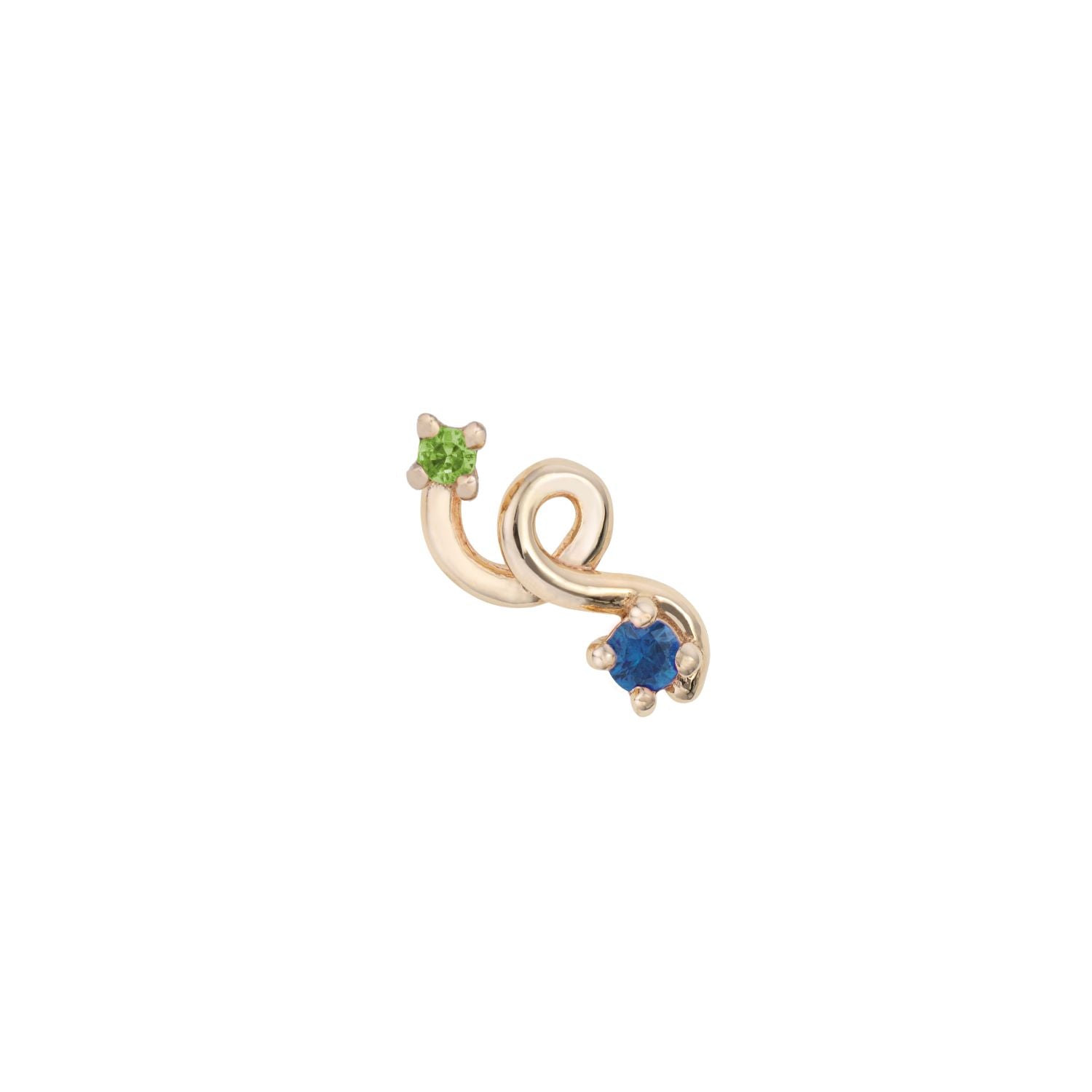 Tsavorite and Blue Sapphire Mini Loop Earring