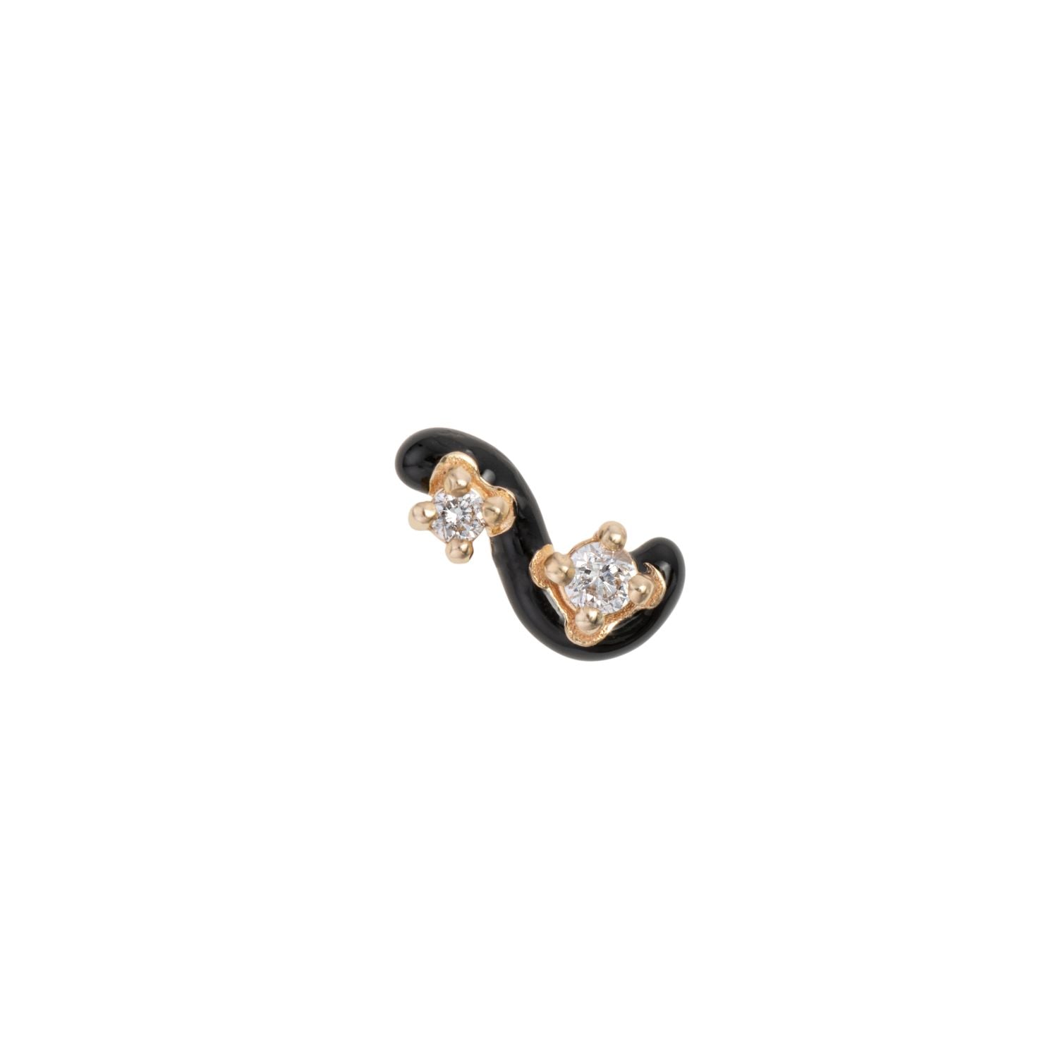 Diamond and Black Enamel Mini Loop Earring