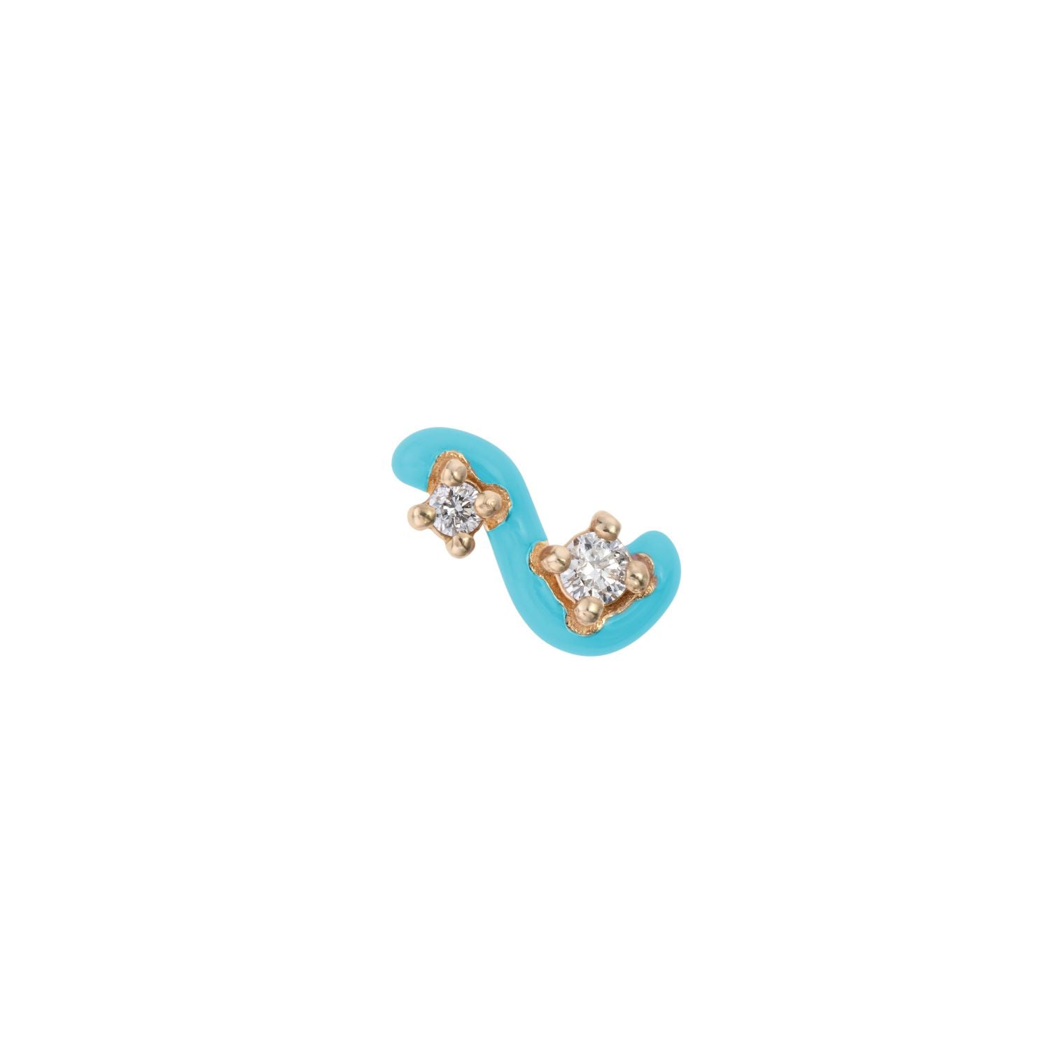 Diamond and Capri Blue Enamel Mini Loop Earring