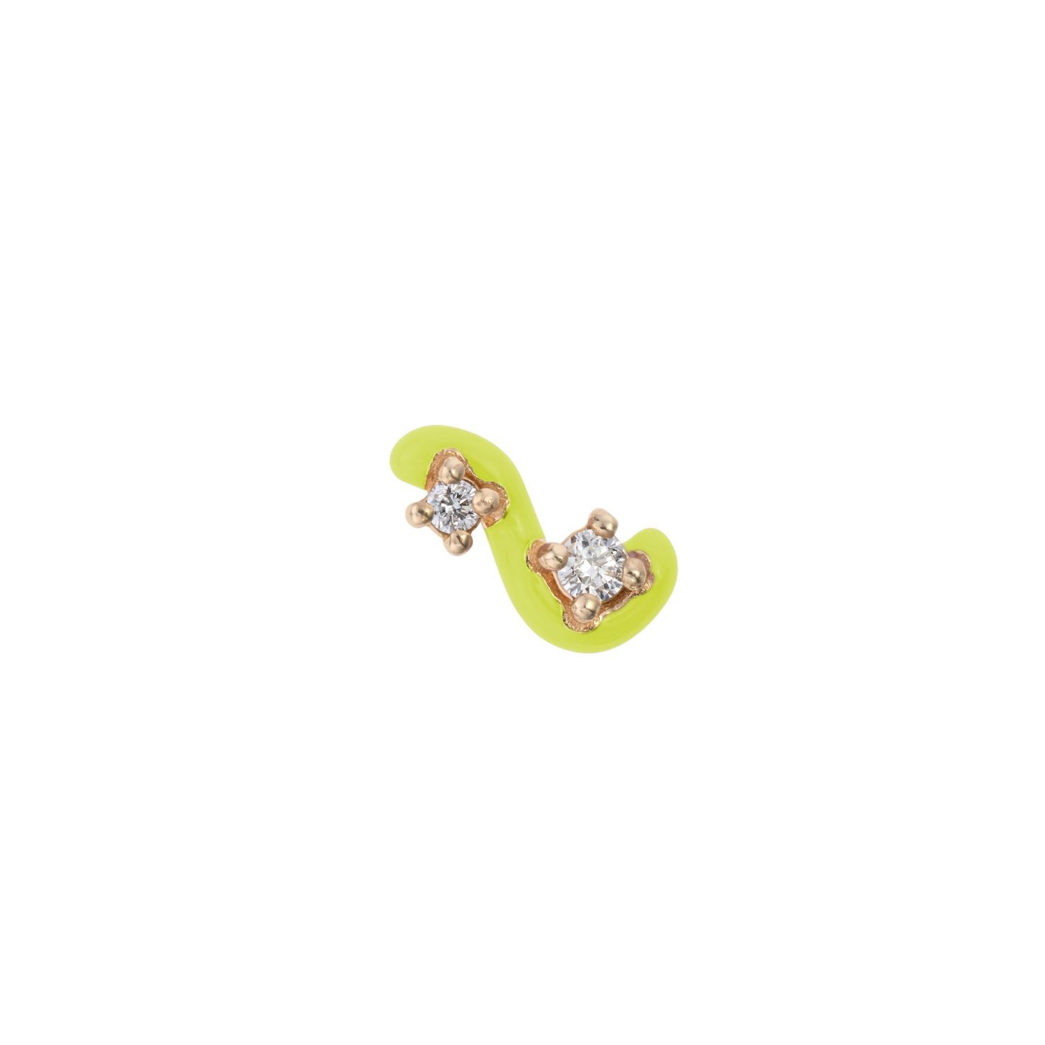 Diamond and Lime Green Enamel Mini Loop Earring