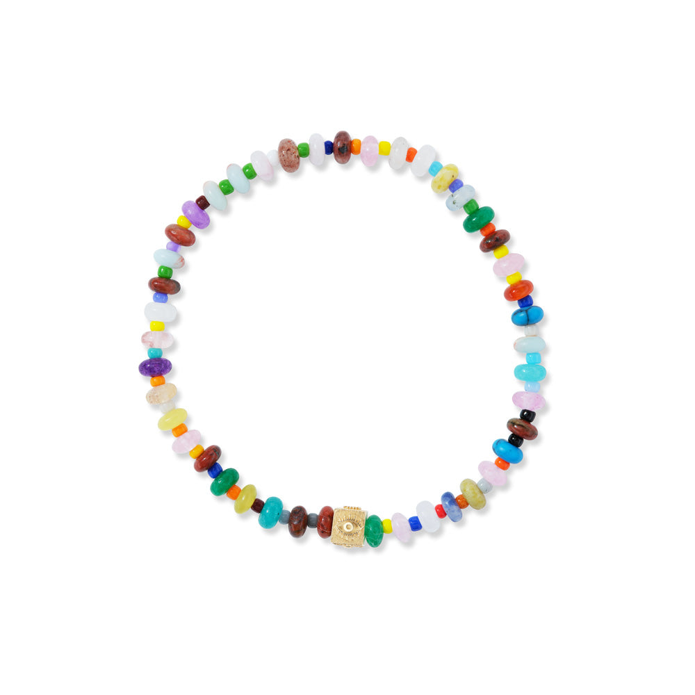 A Luis Morais Multi-stone cube Bracelet adorned with multi-stone beads.