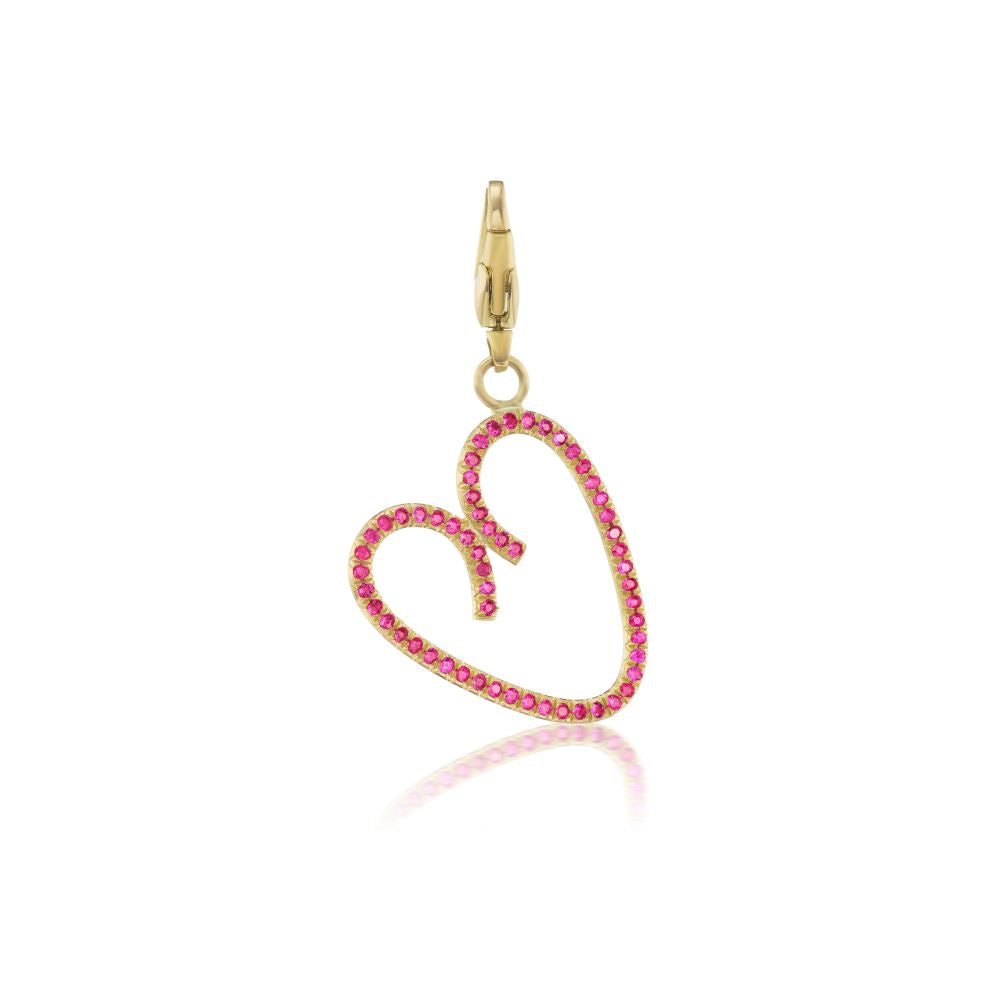 Ruby Open Heart Charm