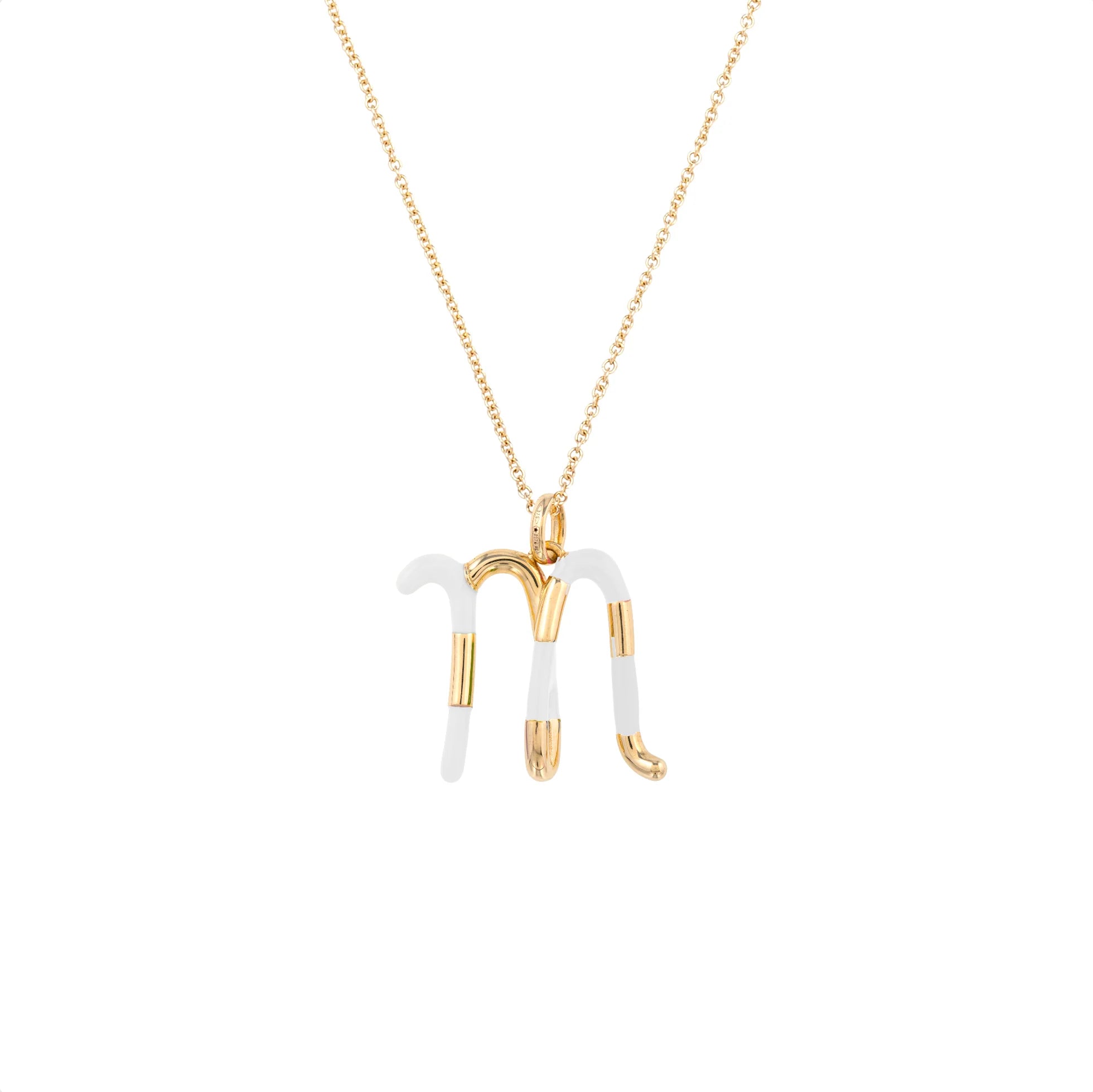 'M' Initial Alphabet Necklace in Yellow Gold