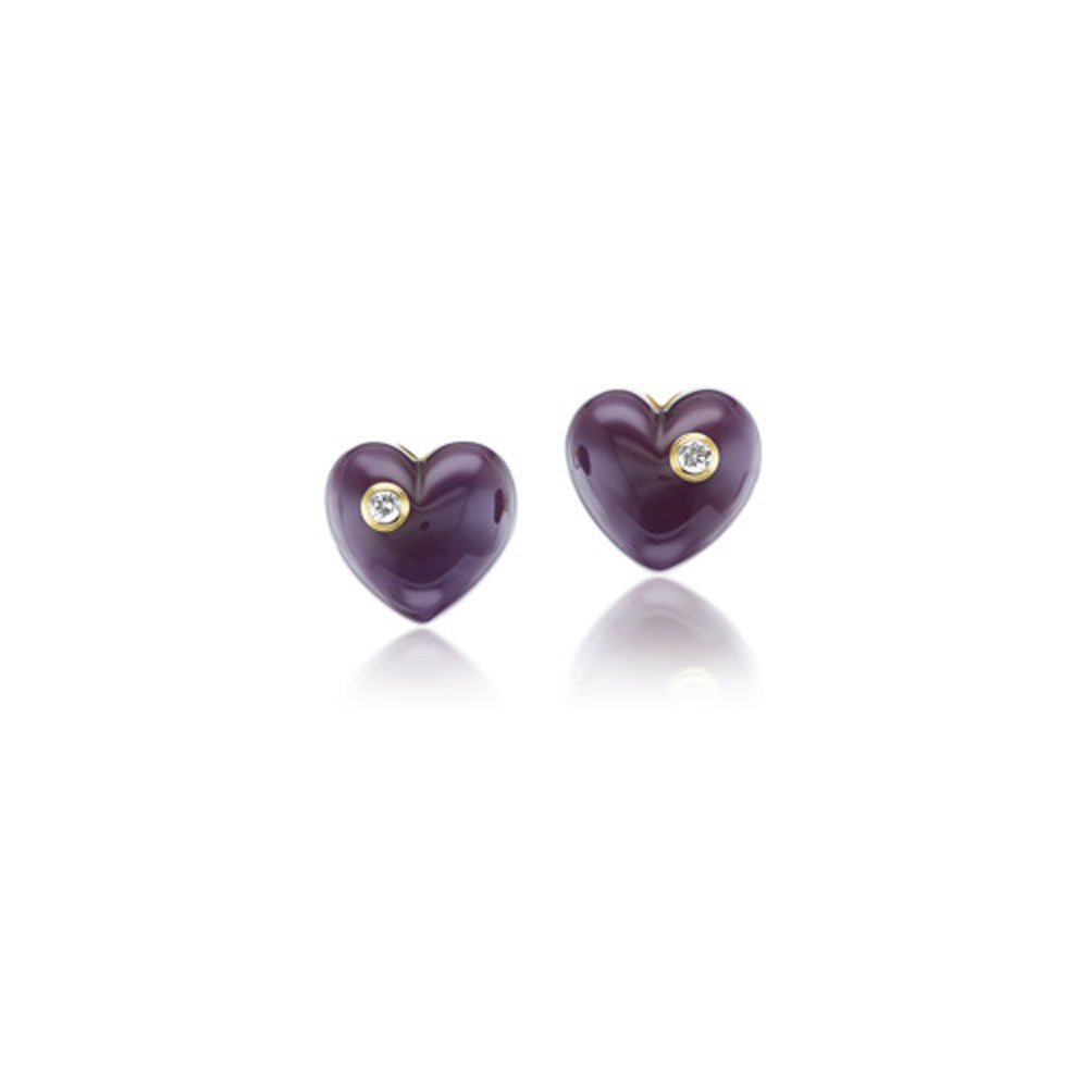 Purple Bakelite Heart Stud Earrings