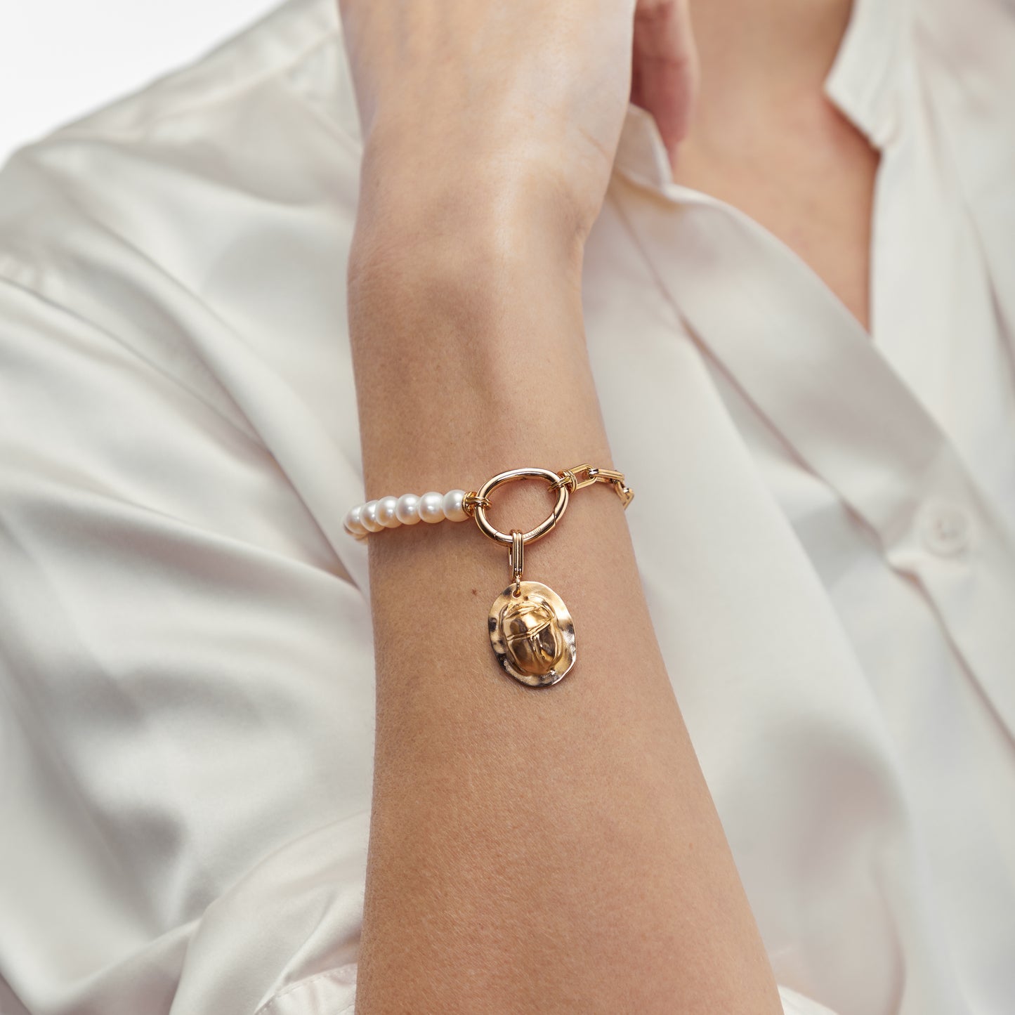 Lien Perles Bracelet in Yellow Gold