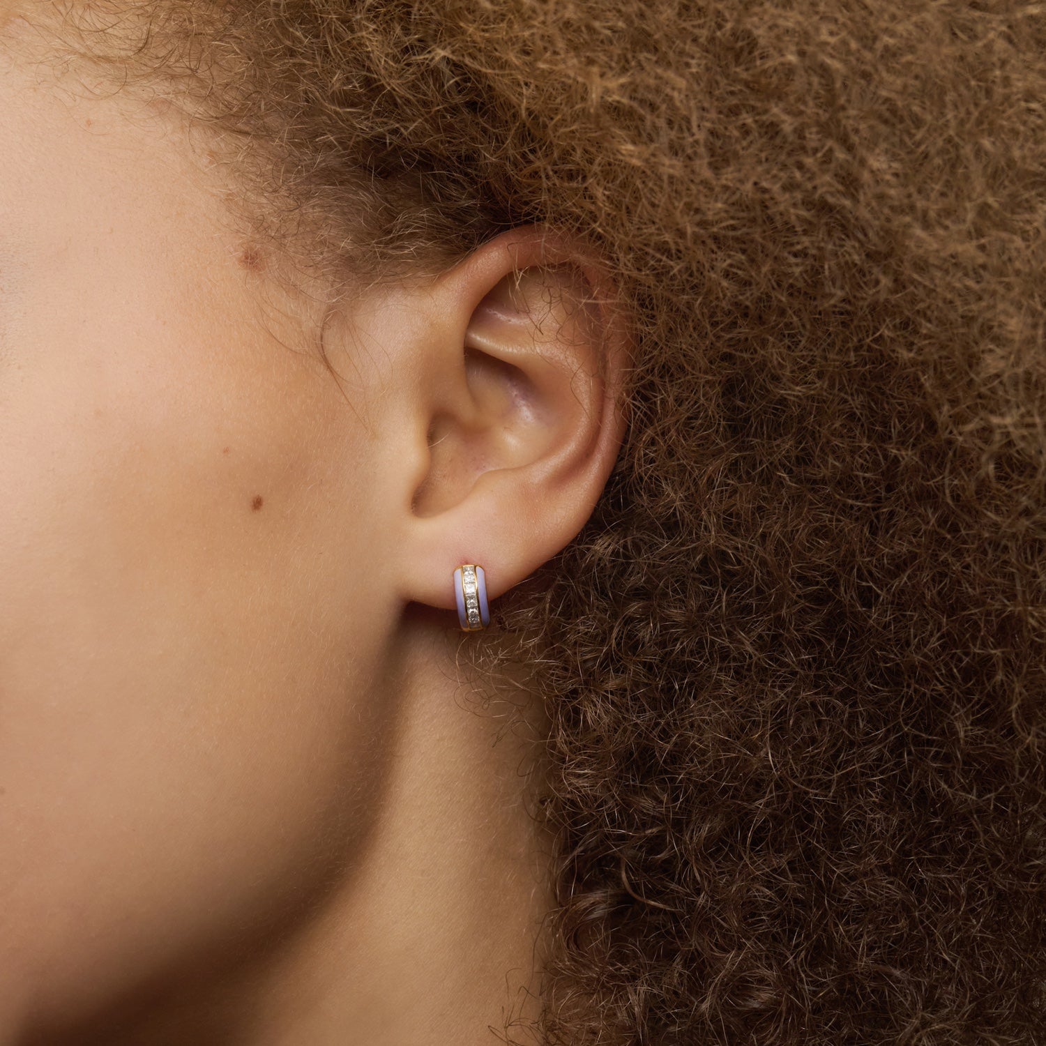 Diamond & Enamel Huggie Earrings