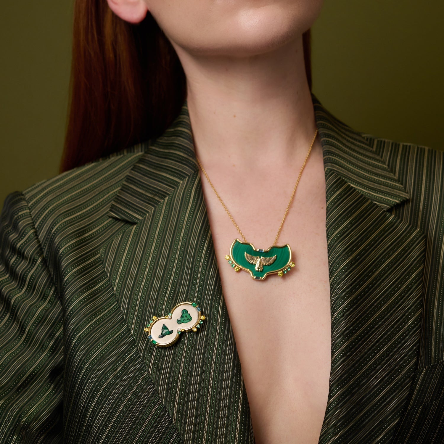 Malachite Flying Monkey Necklace