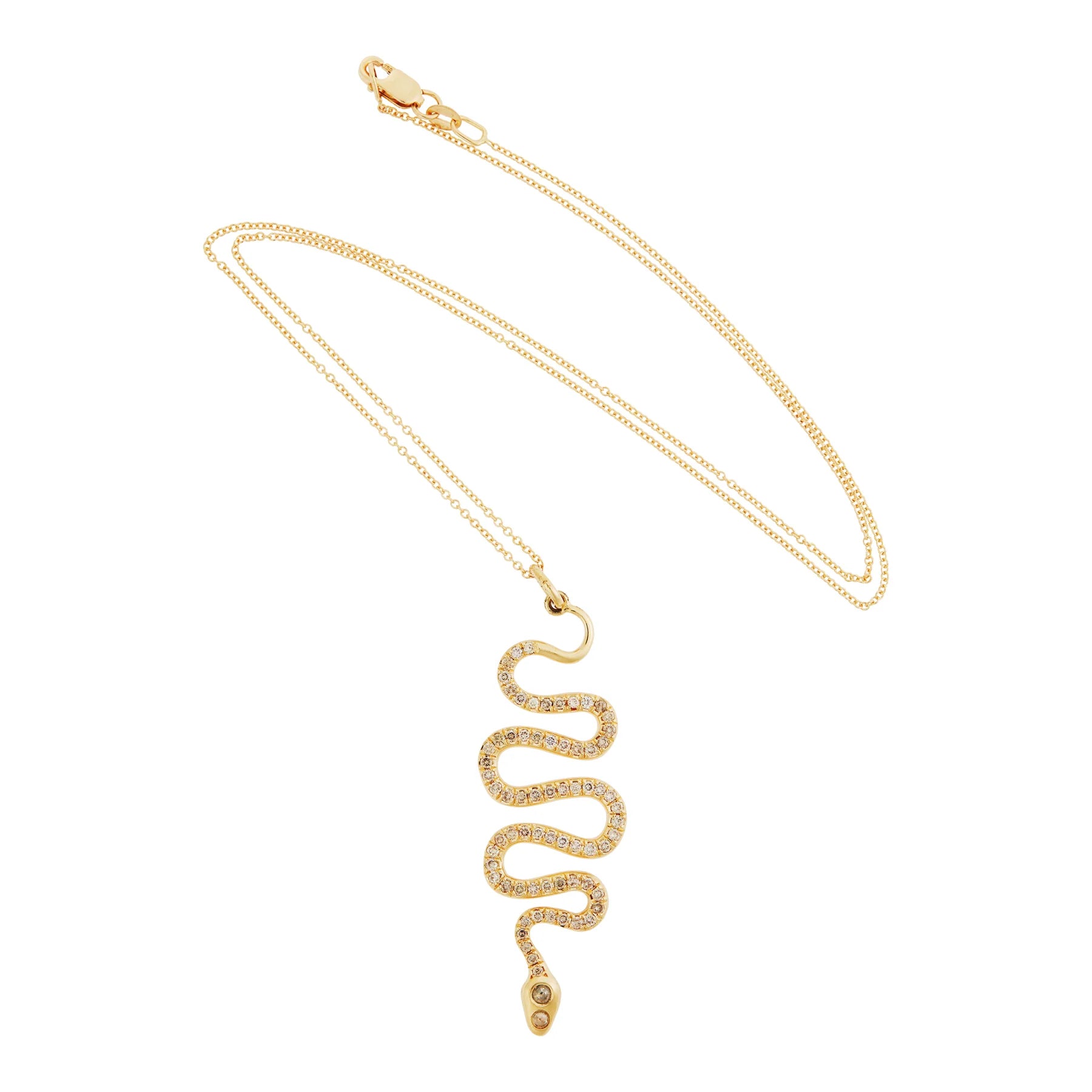 Champagne Diamond Black Mamba Snake Pendant in Yellow Gold