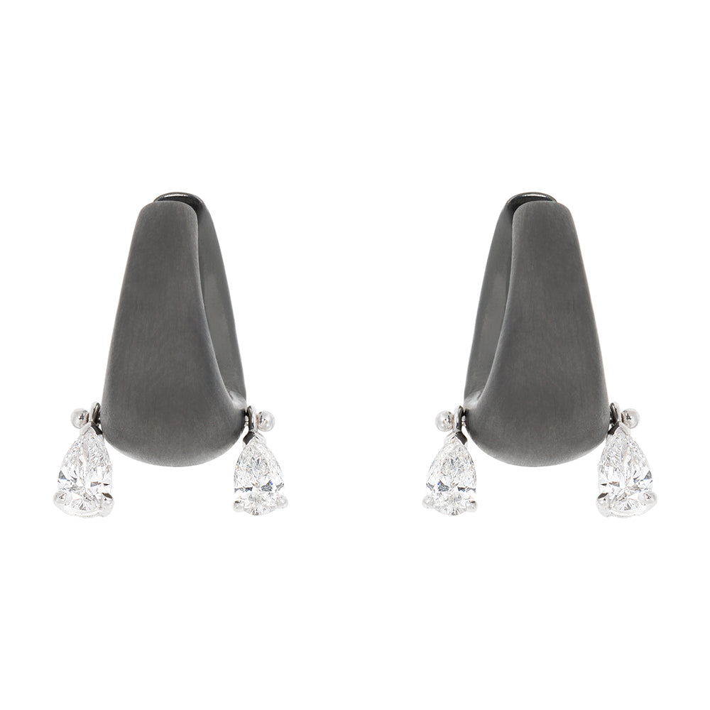 White Diamond and Blackened White Gold ME Earrings