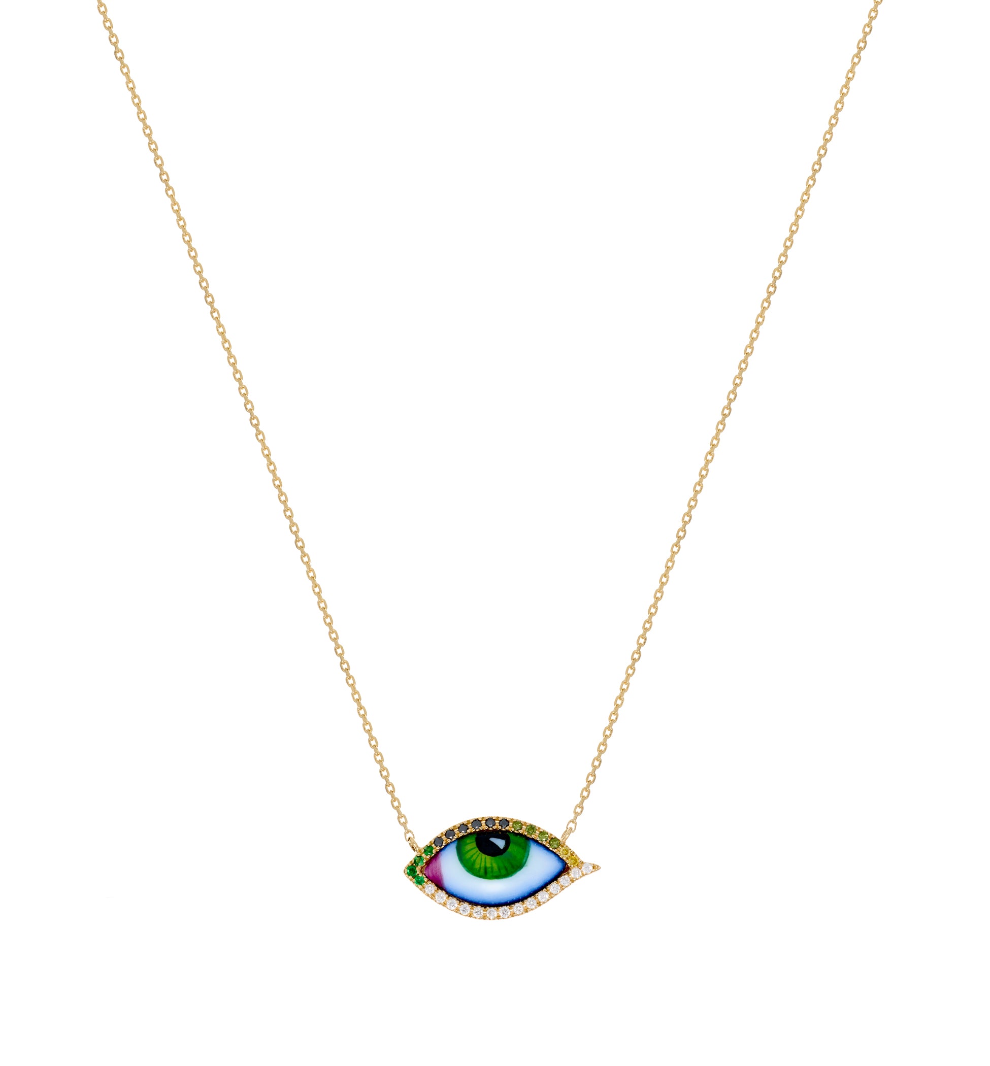 Diamond and Tsavorite Petit Vert Necklace in Yellow Gold