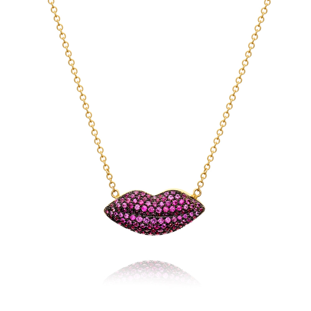 Mini Kiss Pink Sapphire Necklace