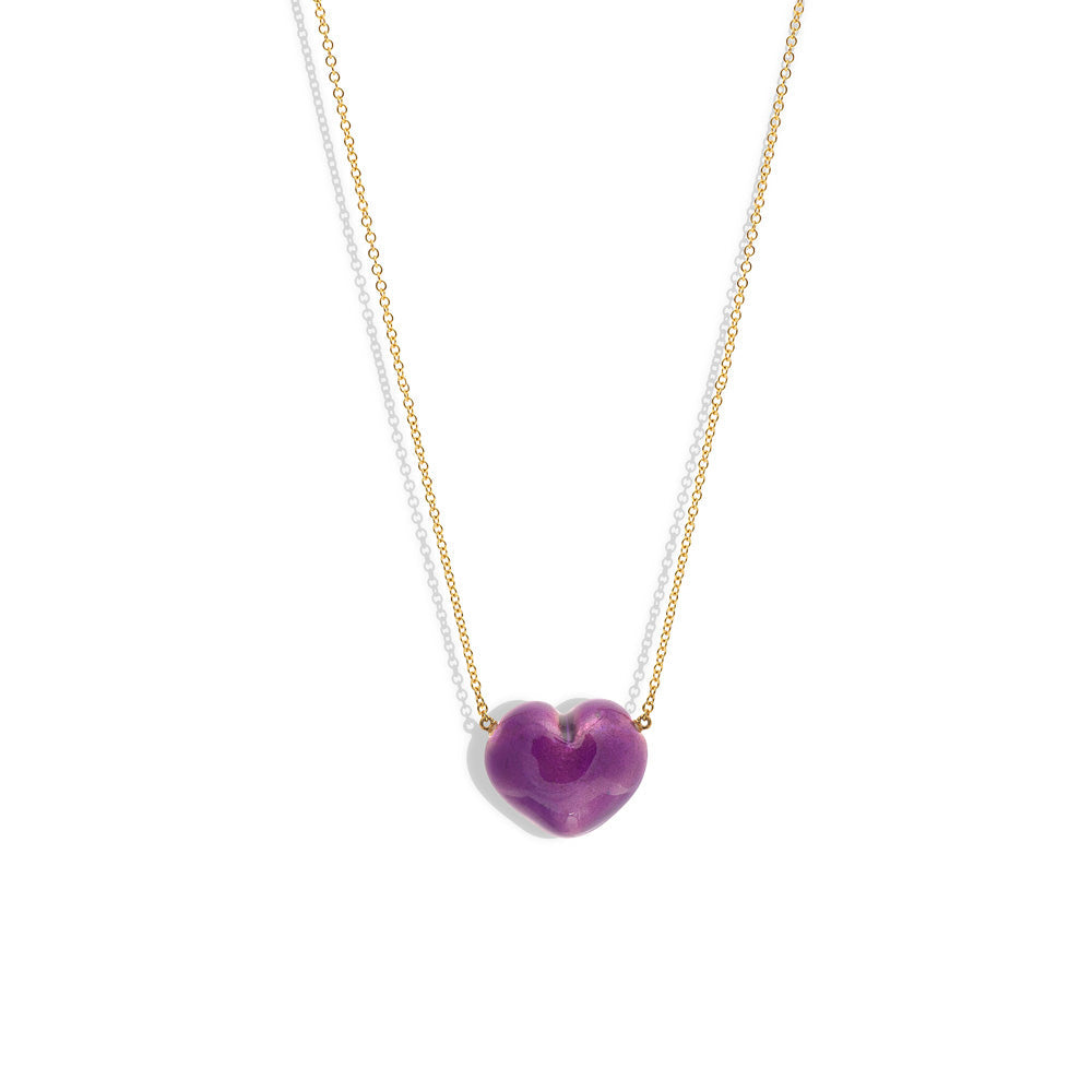 A Christina Alexiou Puffy Heart Necklace on an adjustable length chain.