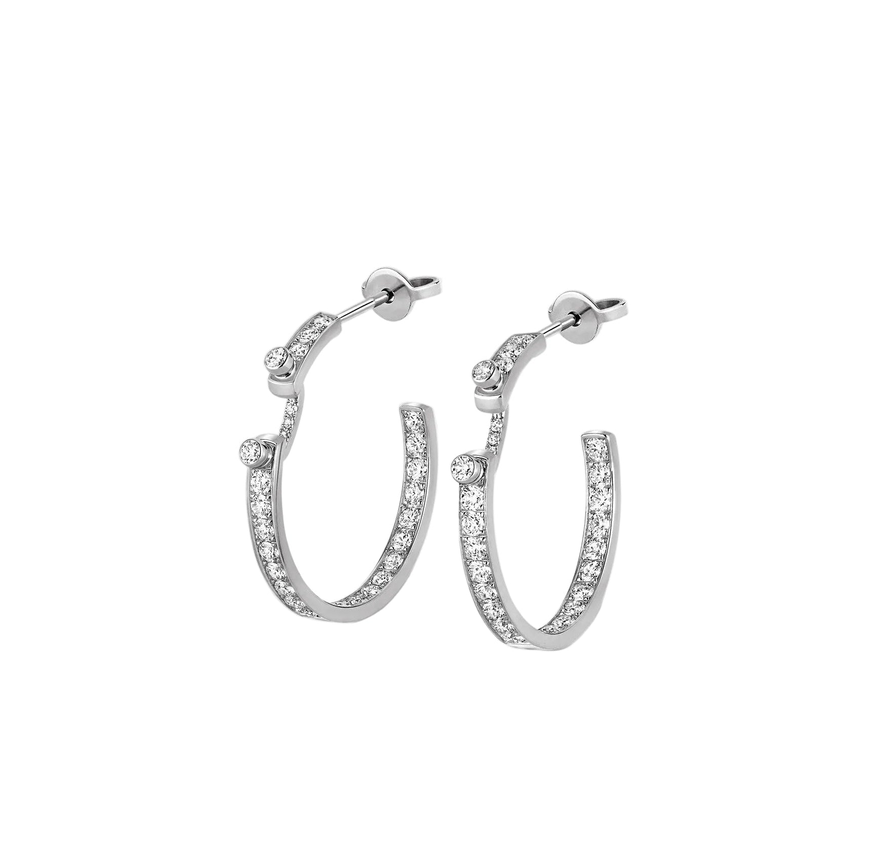 White Diamond Eternity Tuxedo Hoop Earrings in White gold