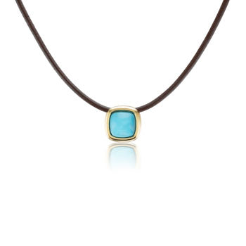 Suglarloaf Turquoise Scuba Choker in Black Leather and Yellow Gold