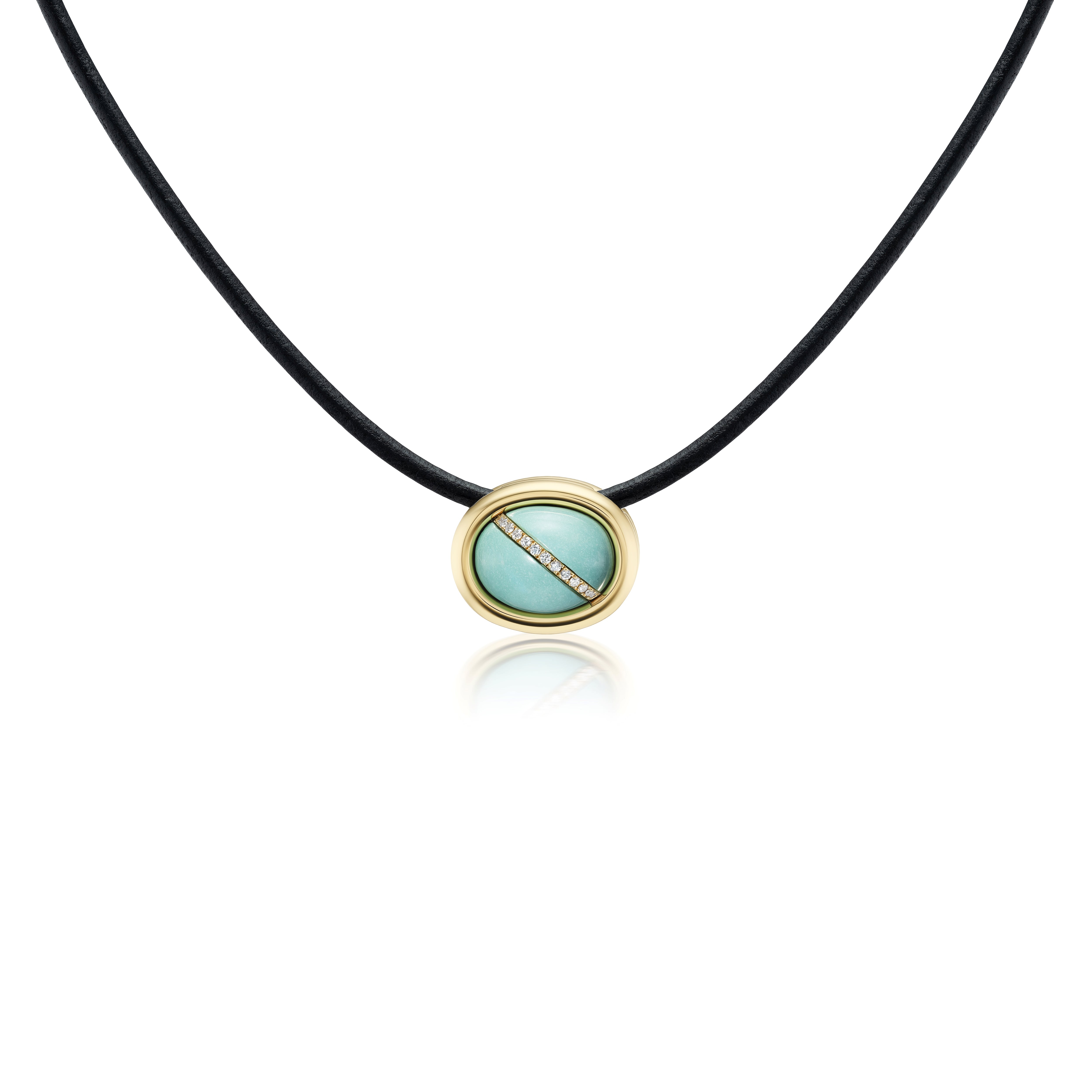 Leather Scuba choker with Vintage Turquoise and Diamond