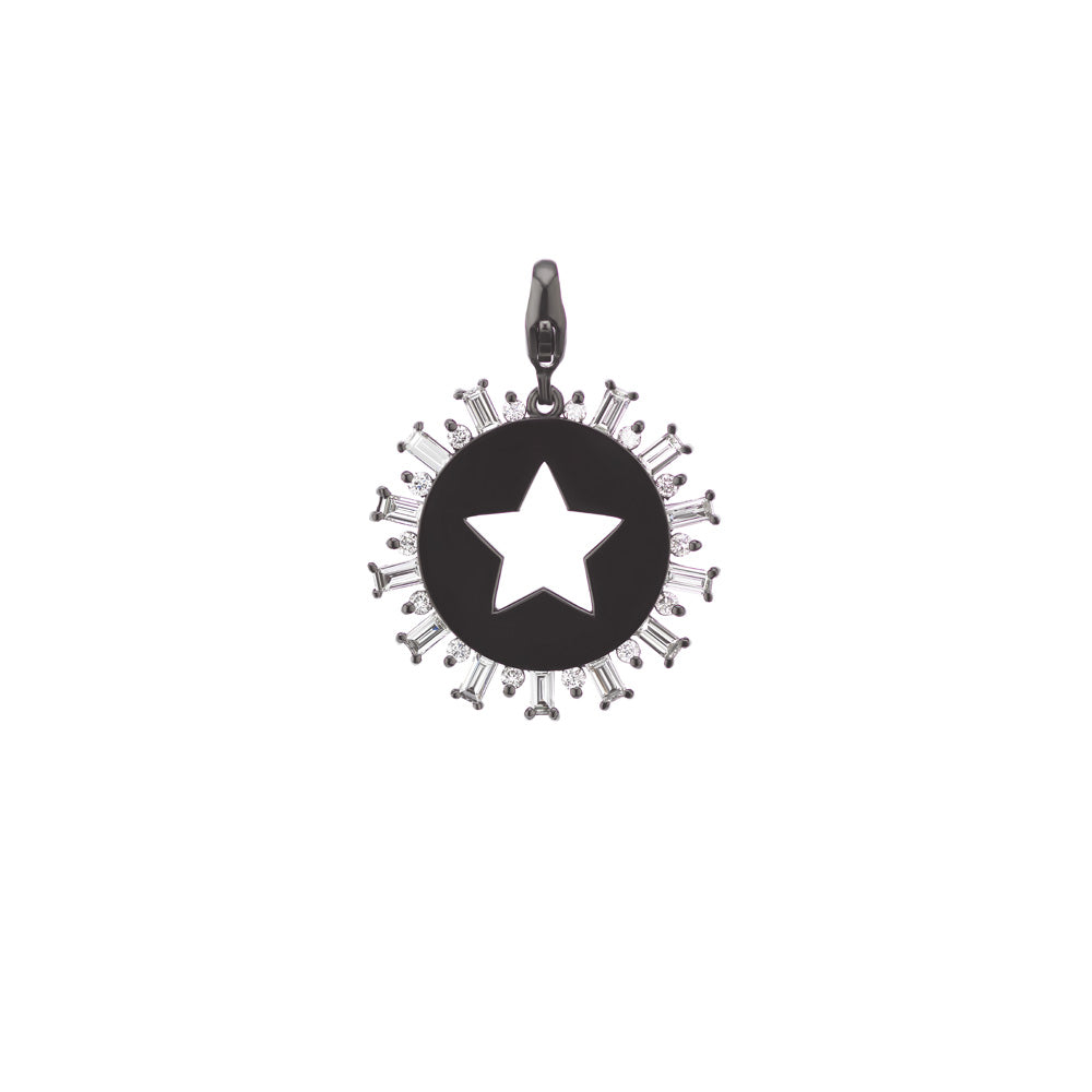 White Diamond Open Star Charm in Sterling Silver