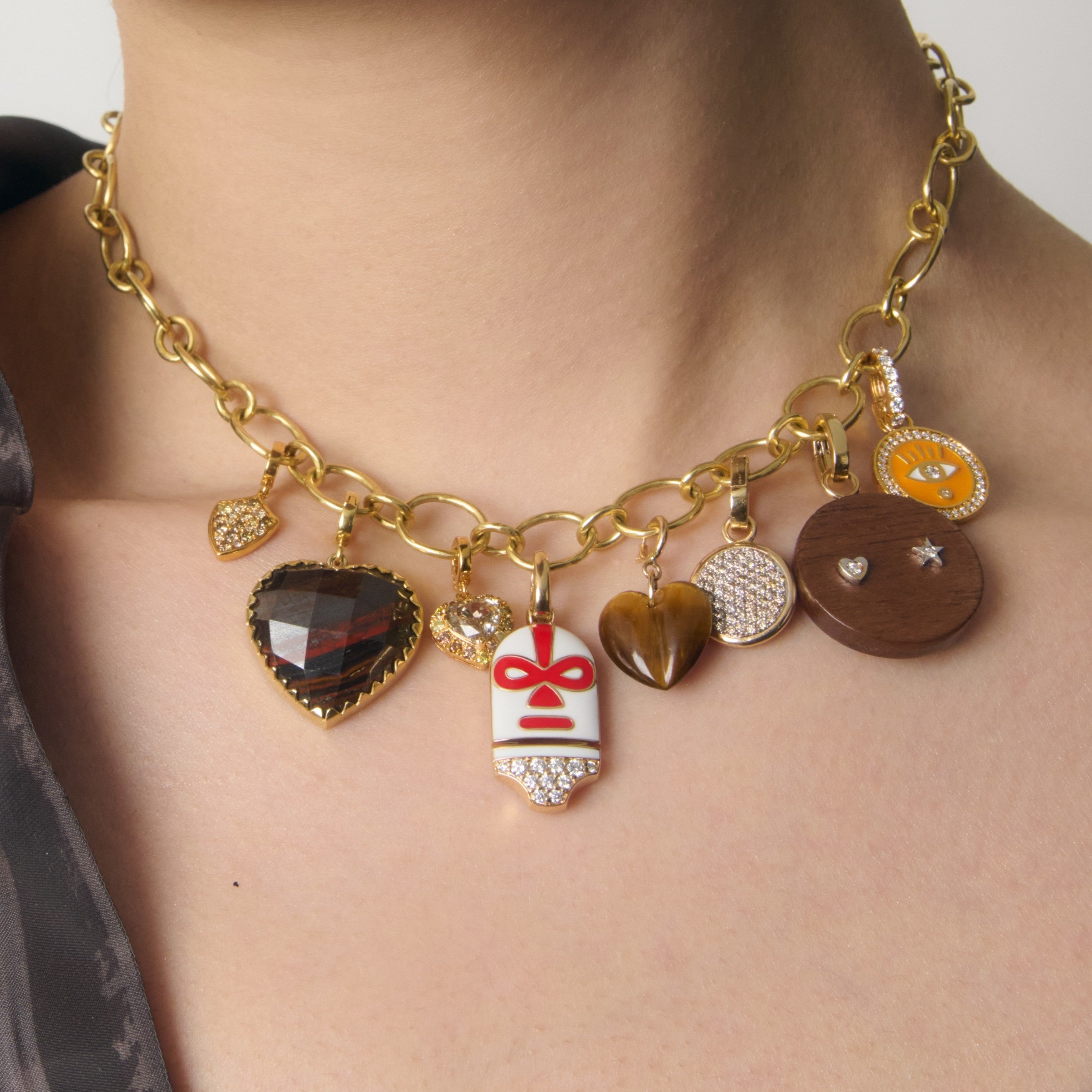 Ora Wood Heart & Star Charm