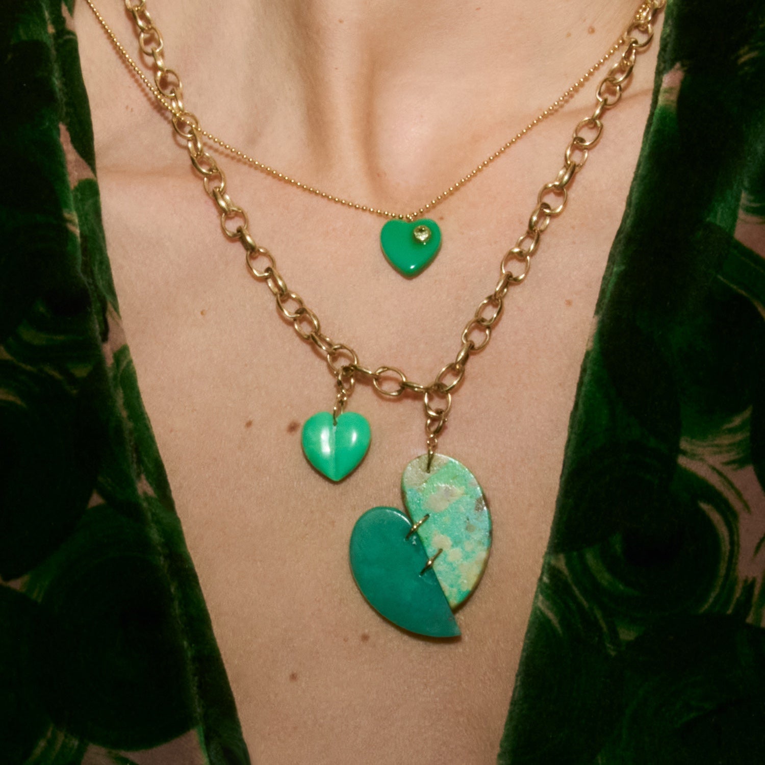 Green Turquoise Heart Charm