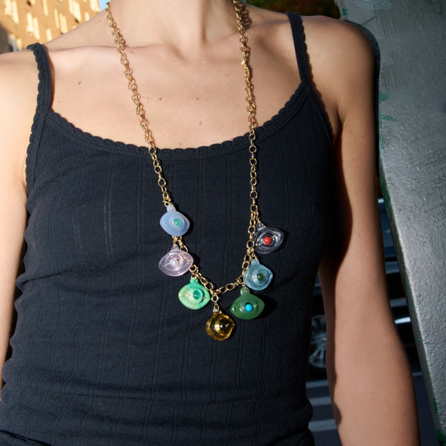 Crystal & Coral Eye Charm