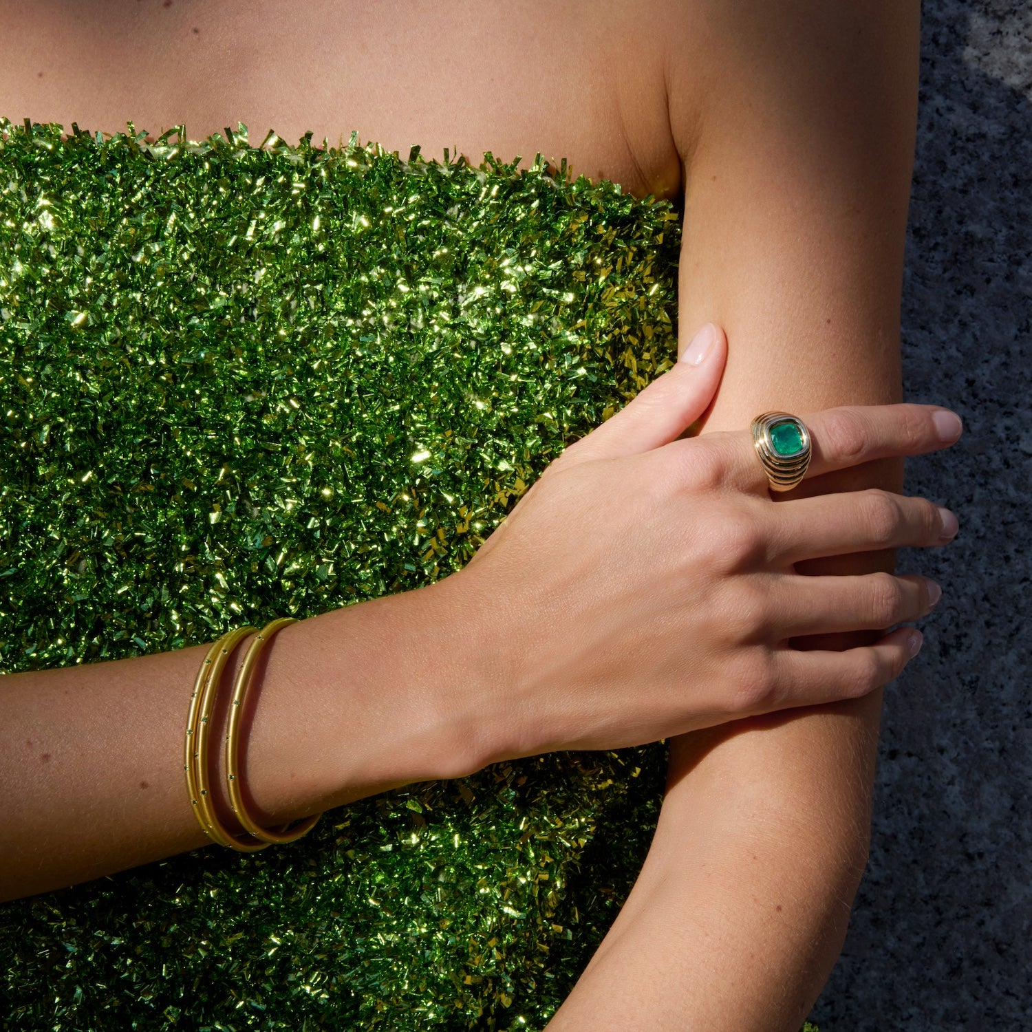 Green Tsavorite Seamless Bangle