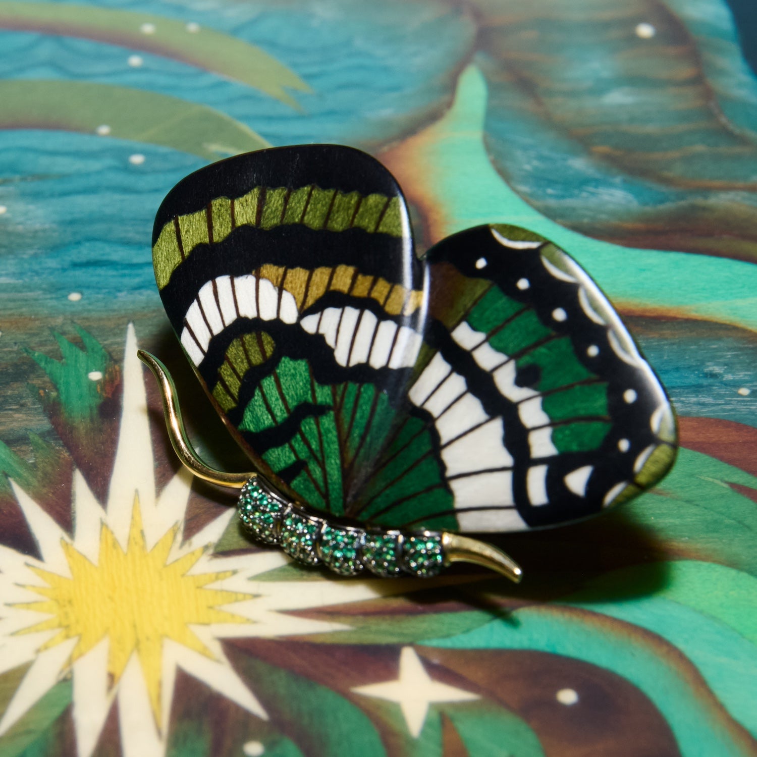 Emerald Butterfly Earrings