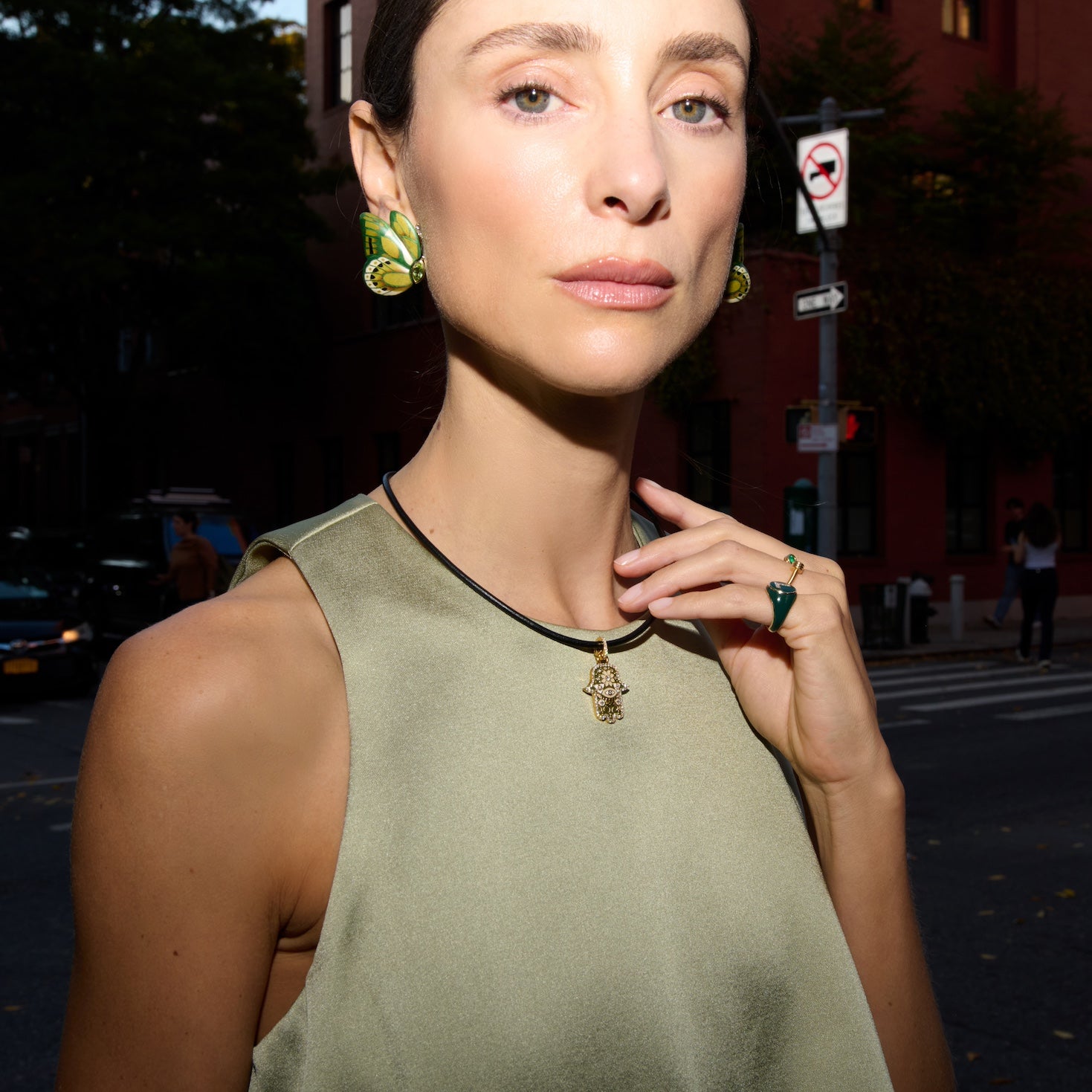 Peridot Double Wing Butterfly Earrings