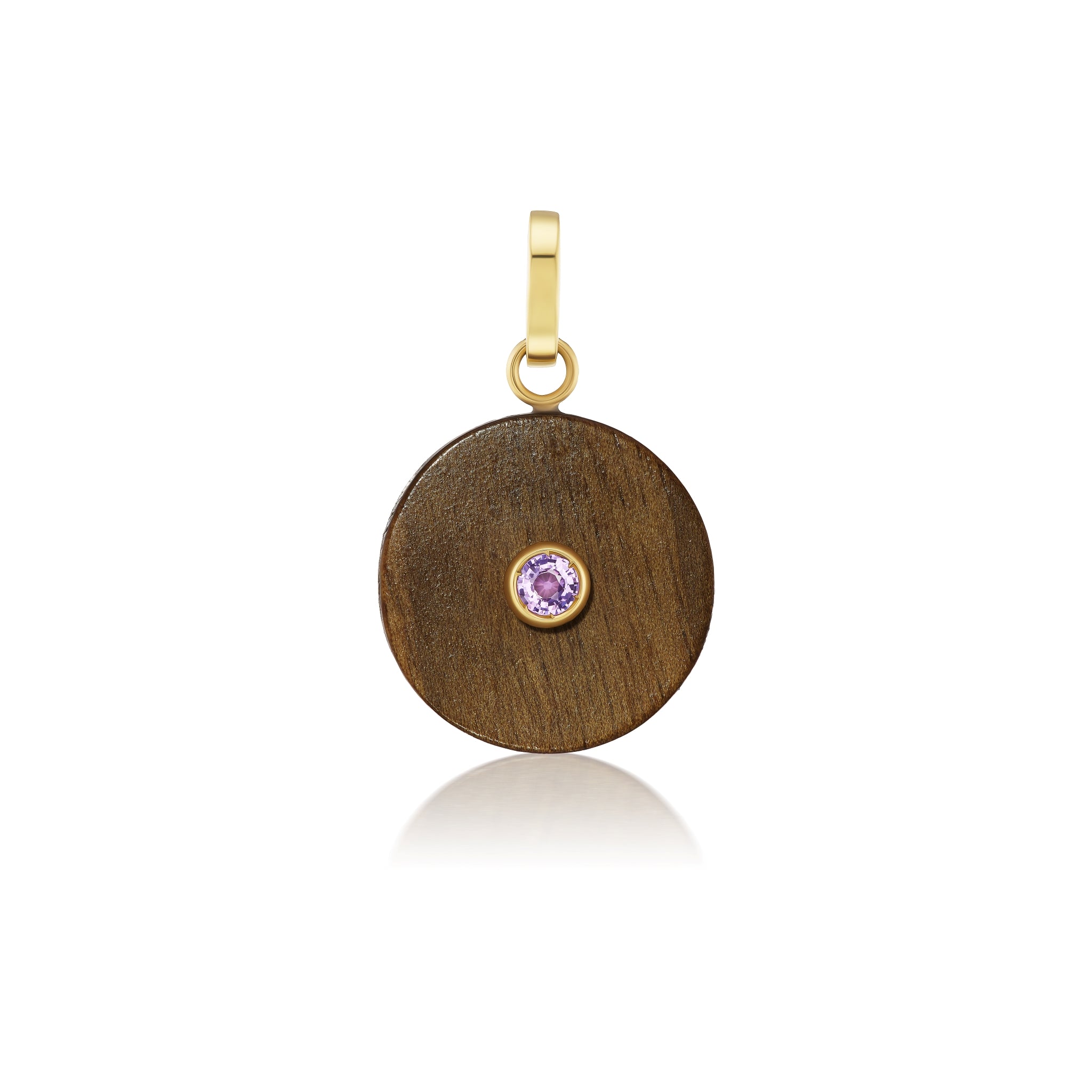Ora Wood Charm with Walnut Wood, Pink Sapphire