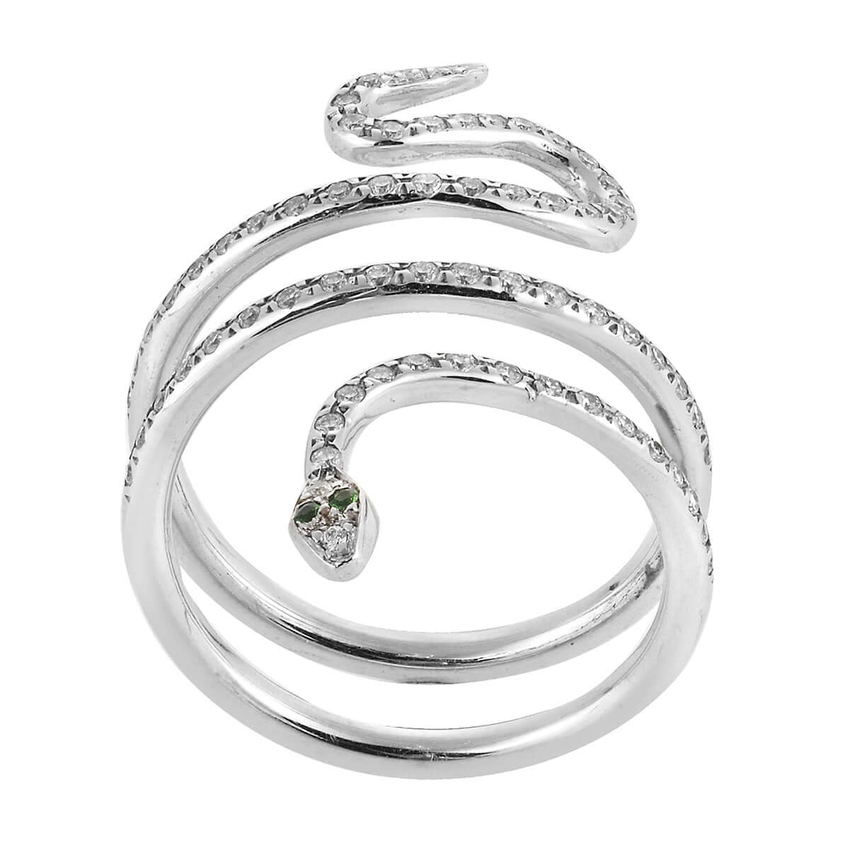 White Diamond Small Single Python Ring in White Gold