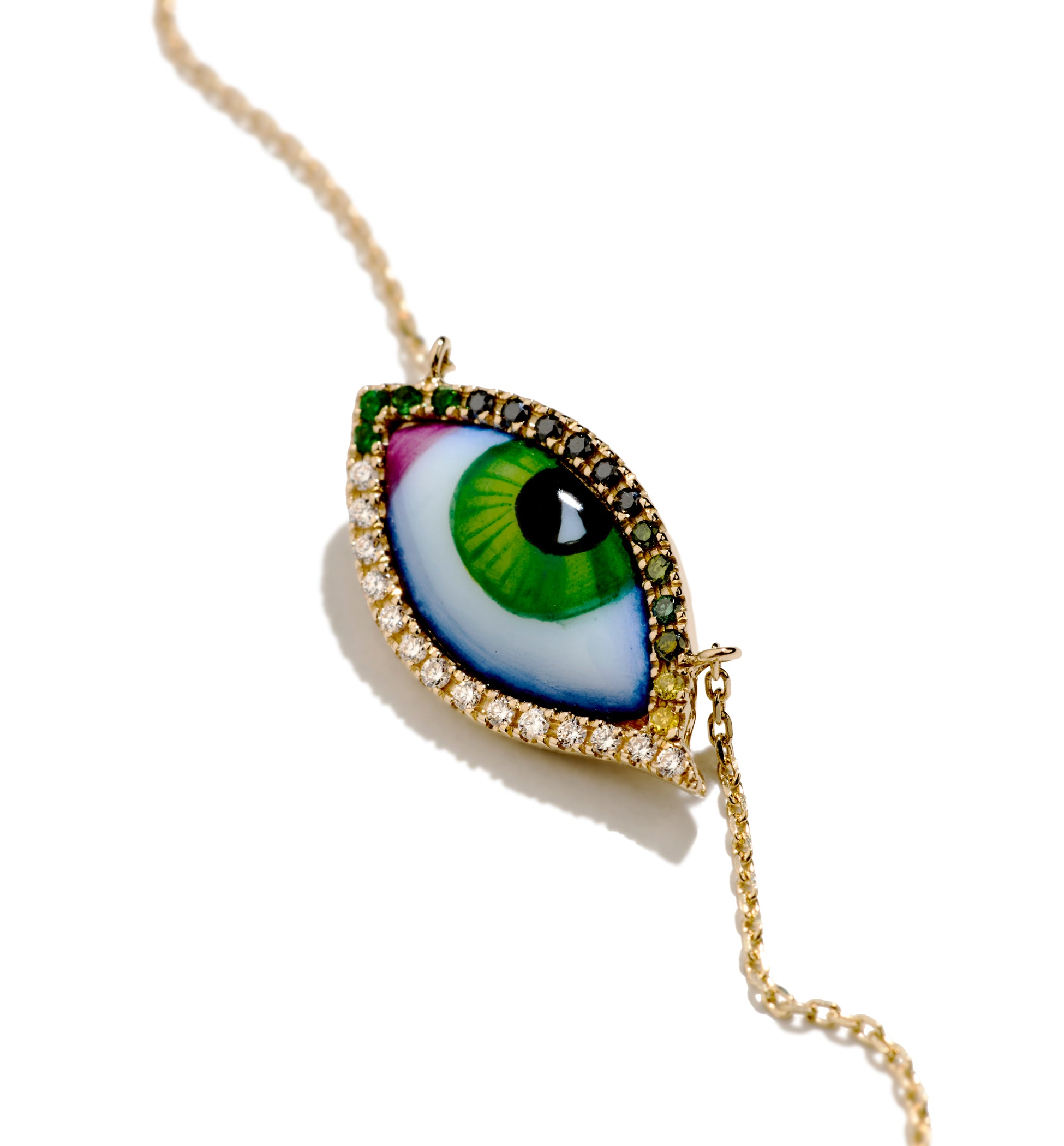 Diamond and Tsavorite Petit Vert Necklace in Yellow Gold