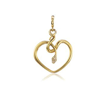 Small snake heart charm with diamonds