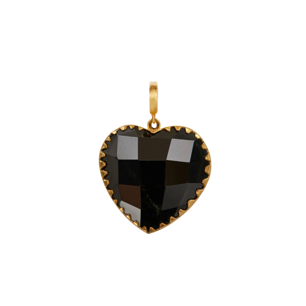 Large Black Agate Heart Charm