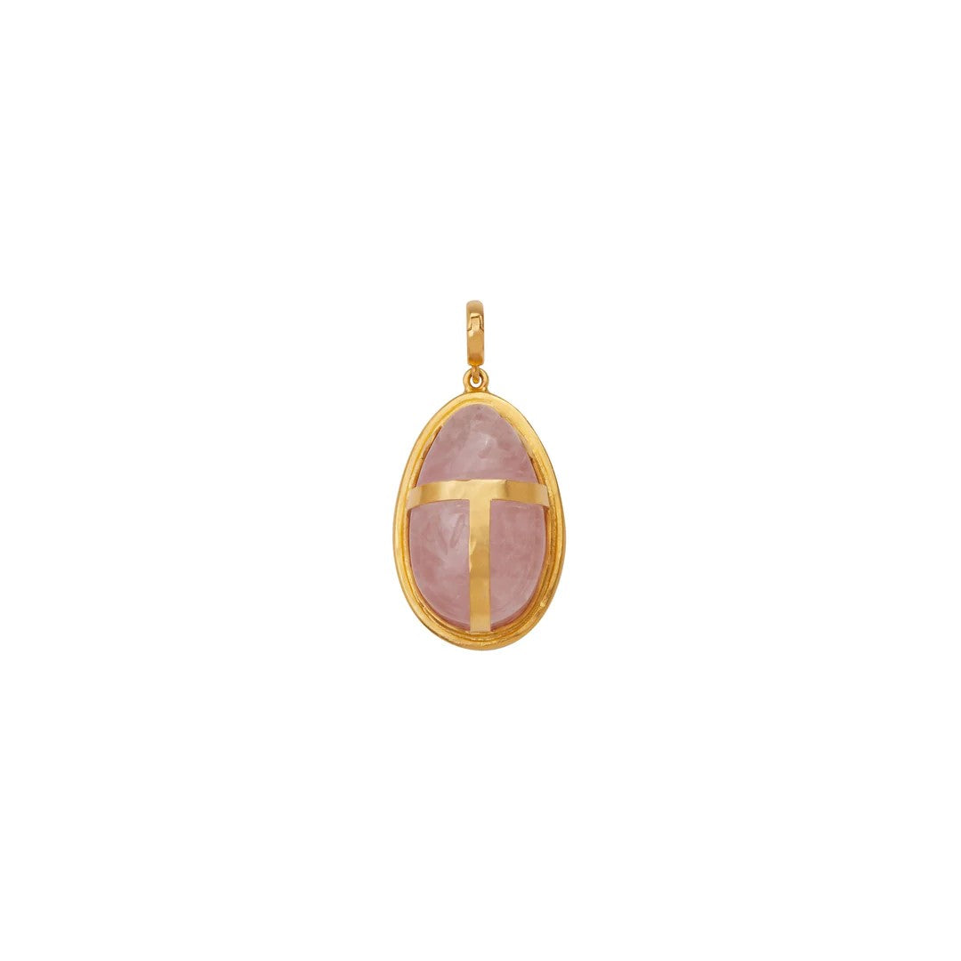Rose Quartz Scarab Pendant in Yellow Gold