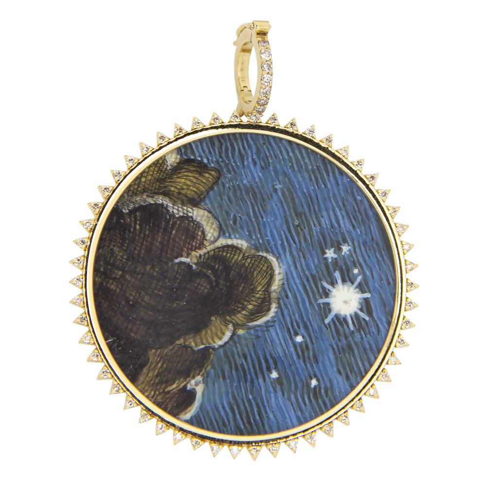 Night Sky Miniature Painting Pendant