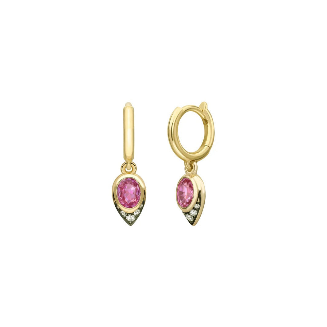 Reem Pink Peacock Tourmaline Mini Hoop Earrings