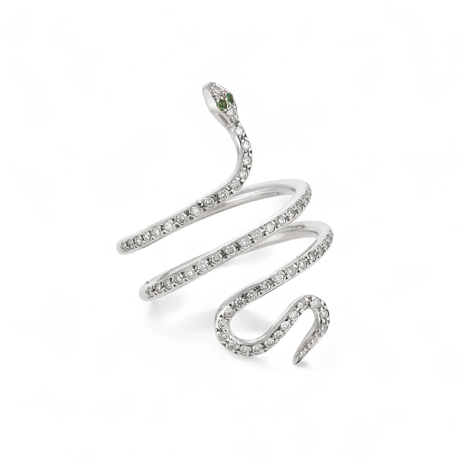 White Diamond Small Single Python Ring in White Gold